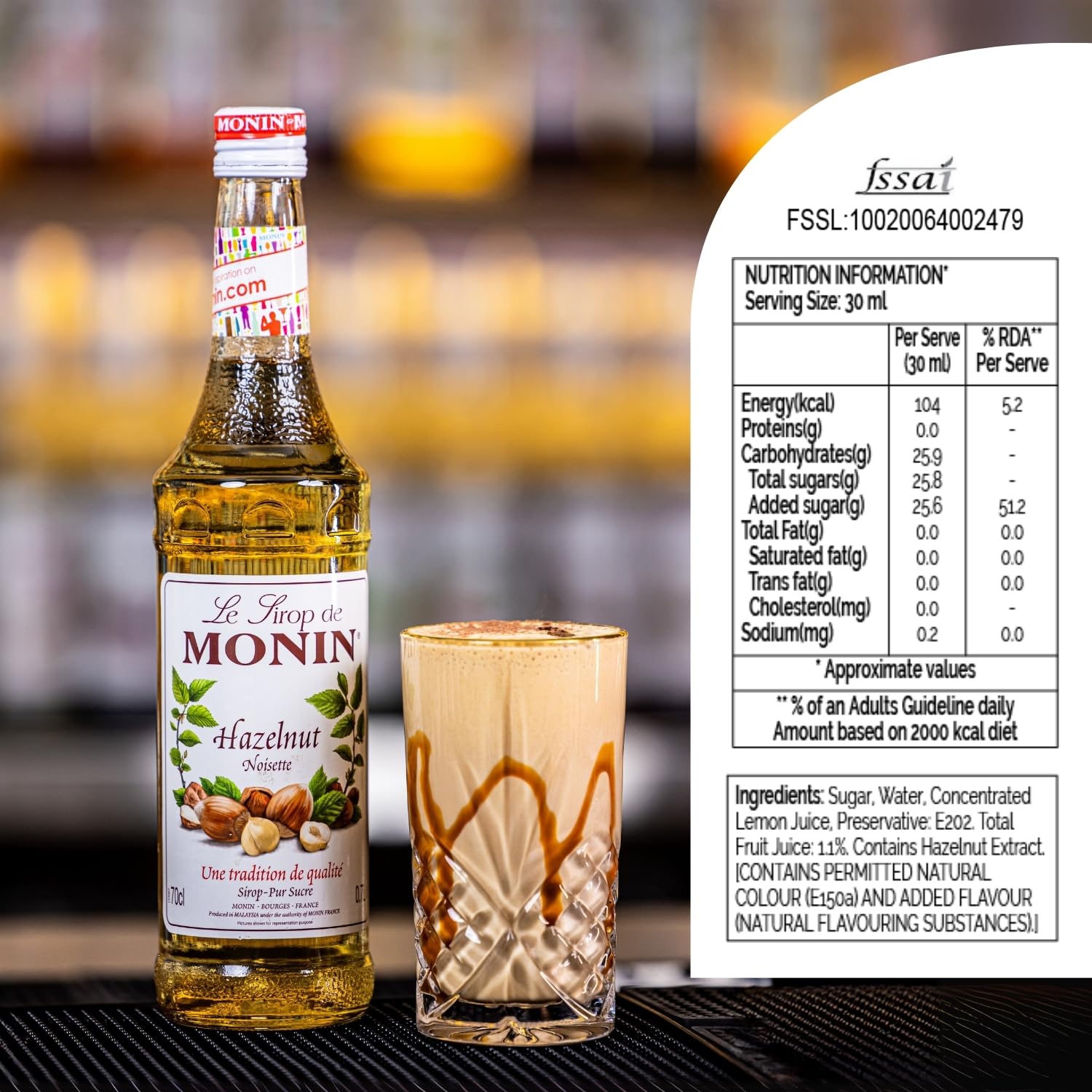 Monin Hazelnut Syrup - Pure Sugar, Natural Flavoring | 700ml Glass Bottle 7