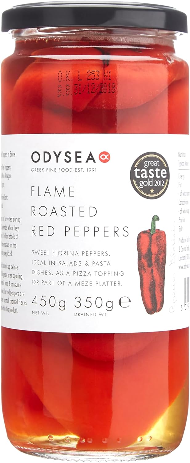 Odysea Flame Roasted Red and Yellow Peppers, 450 g