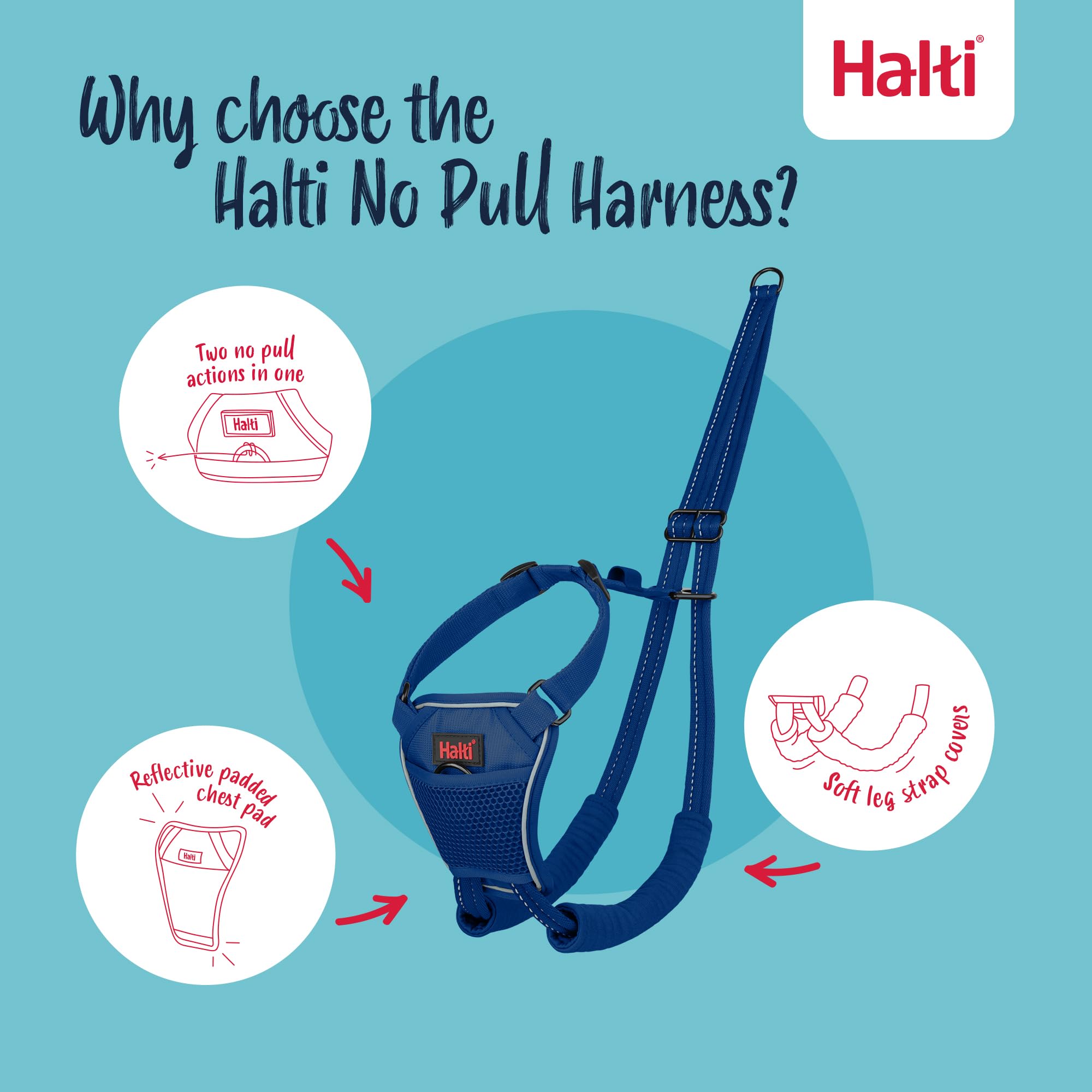 Halti No Pull Harness - Front Control Steering & Lifting Action | Size L | Cobalt Blue 3