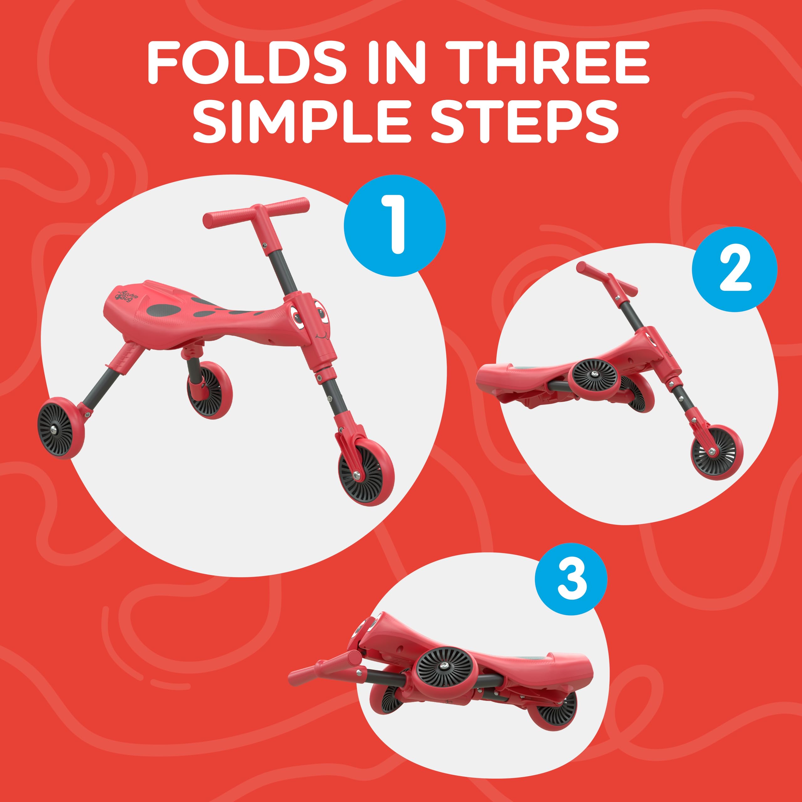 Scuttlebug 3-Rad-Dreirad, faltbar, zum Aufsitzen – Käfer-Dreirad für 1–3-Jährige 3