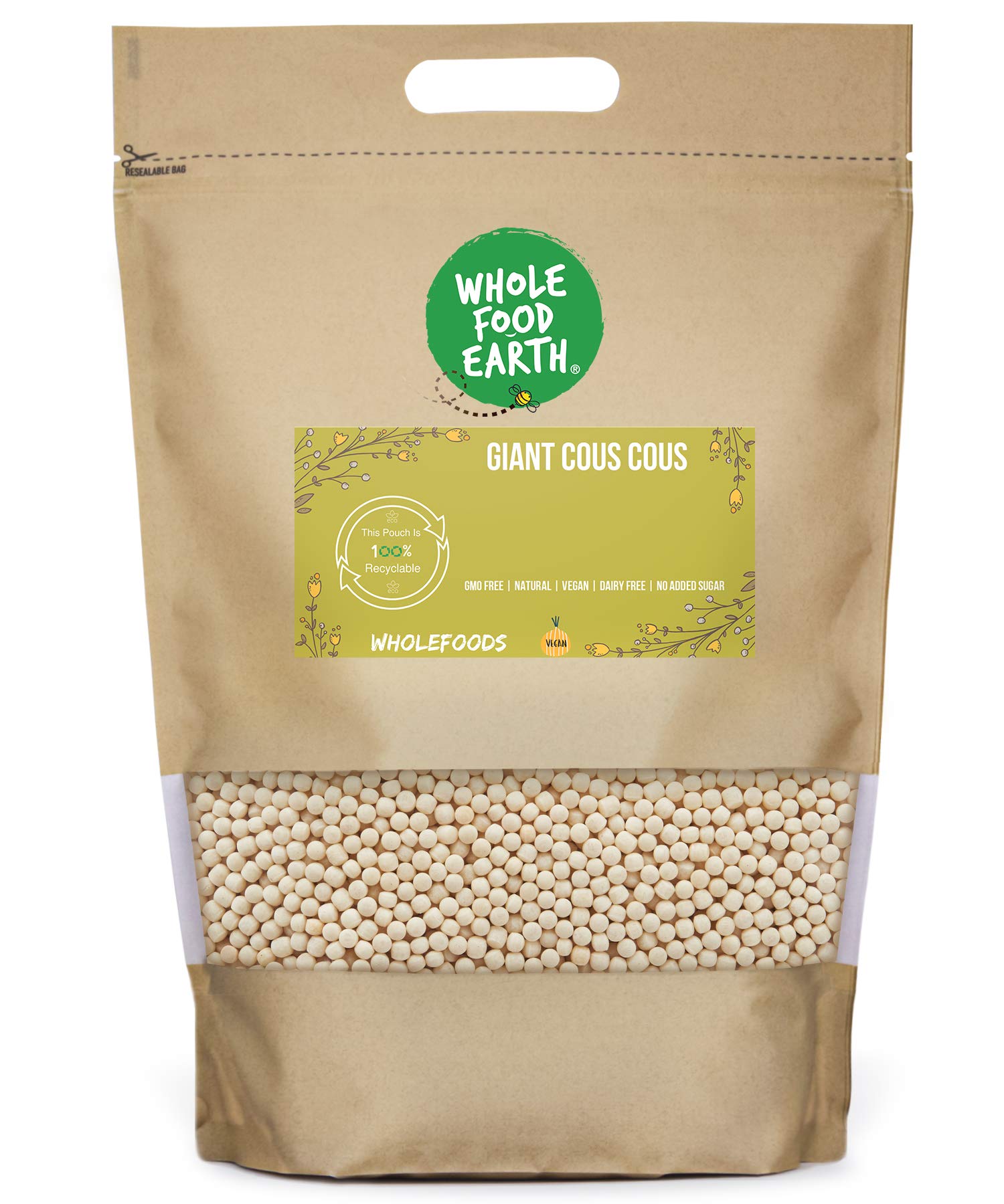 Wholefood Earth Giant Couscous 1 kg | GMO Free | Natural | Source of Fibre