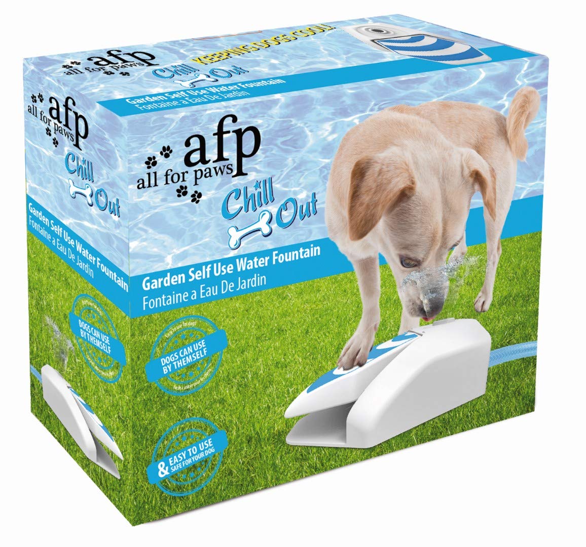 ALL FOR PAWS Chill Out Garden Water Fountain for Dogs | Easy-Push Paw Activated | Blue 4