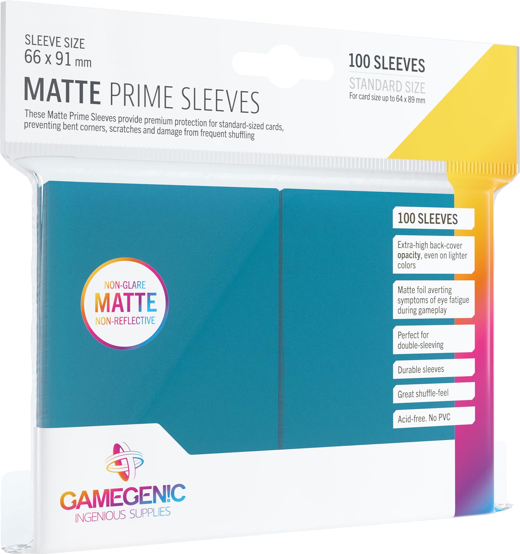 Gamegenic Matte Prime Sleeves (100-Pack) - Blue, Ideal for Double-Sleeving