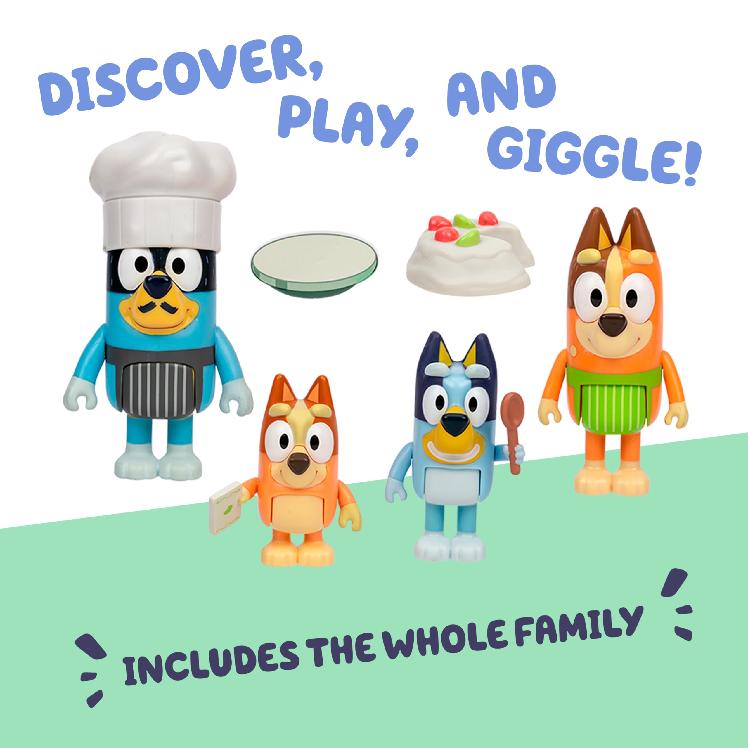 Bluey Pavlova 4-Pack Playset - Includes Chilli, Bluey, Bingo & Bandit Figures 3