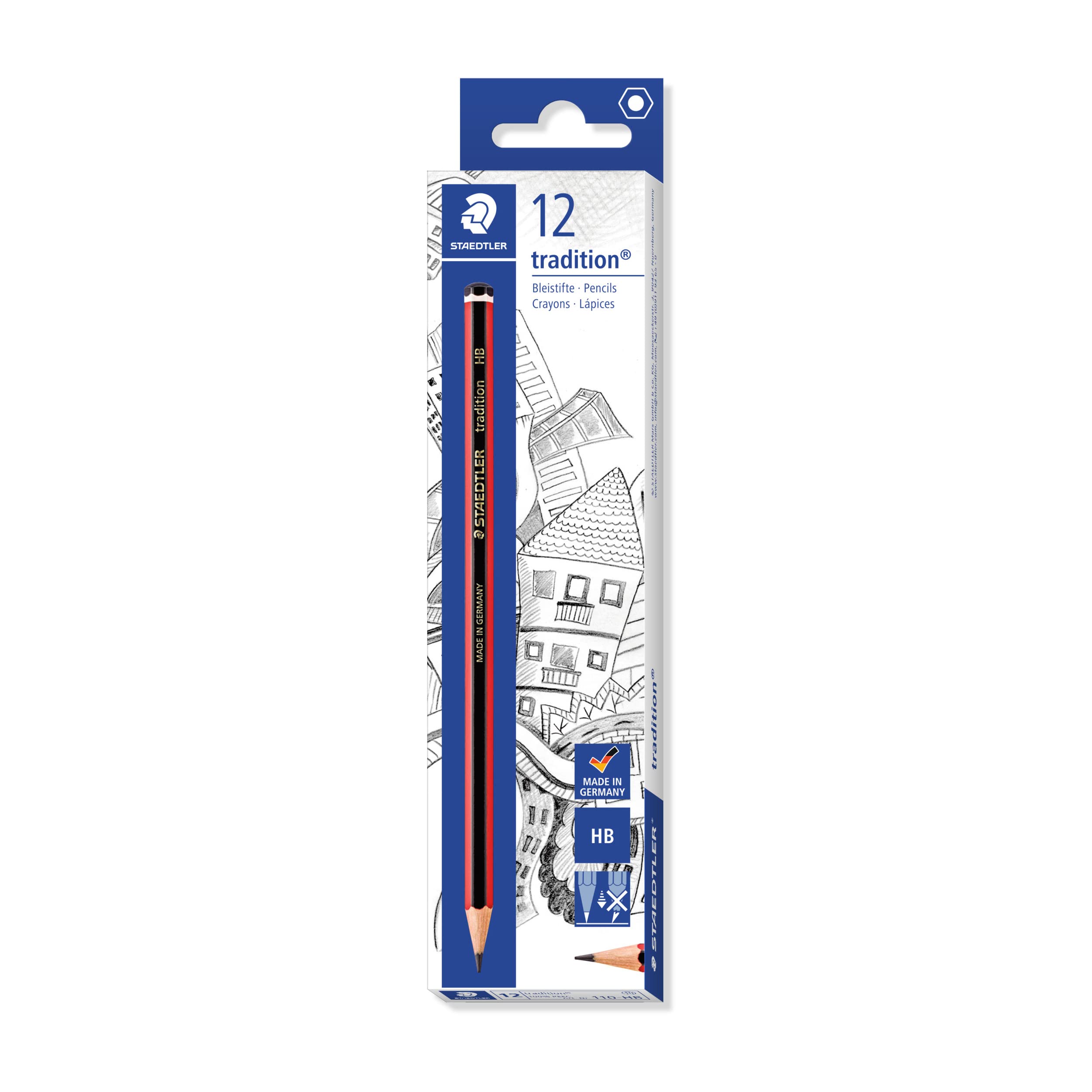STAEDTLER 110-HB Tradition Graphite Pencil for Drawing & Sketching - HB (Box of 12)