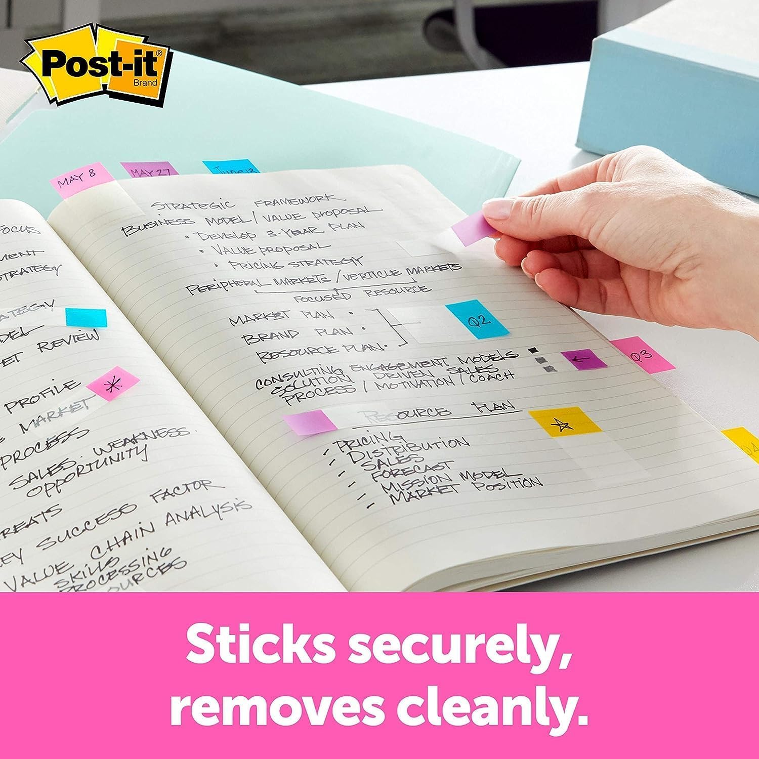Post-it Index Flags - Medium, Assorted Colours, 10 + 2 FREE Dispensers | Repositionable 4
