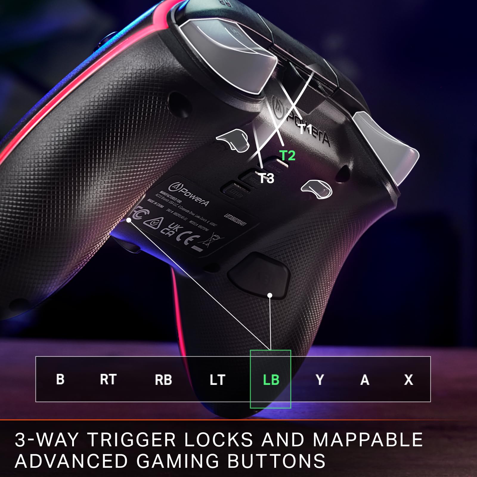 PowerA Advantage Kabelgebundener Controller für Xbox Series X|S mit Lumectra RGB-Beleuchtung – Schwarz 3