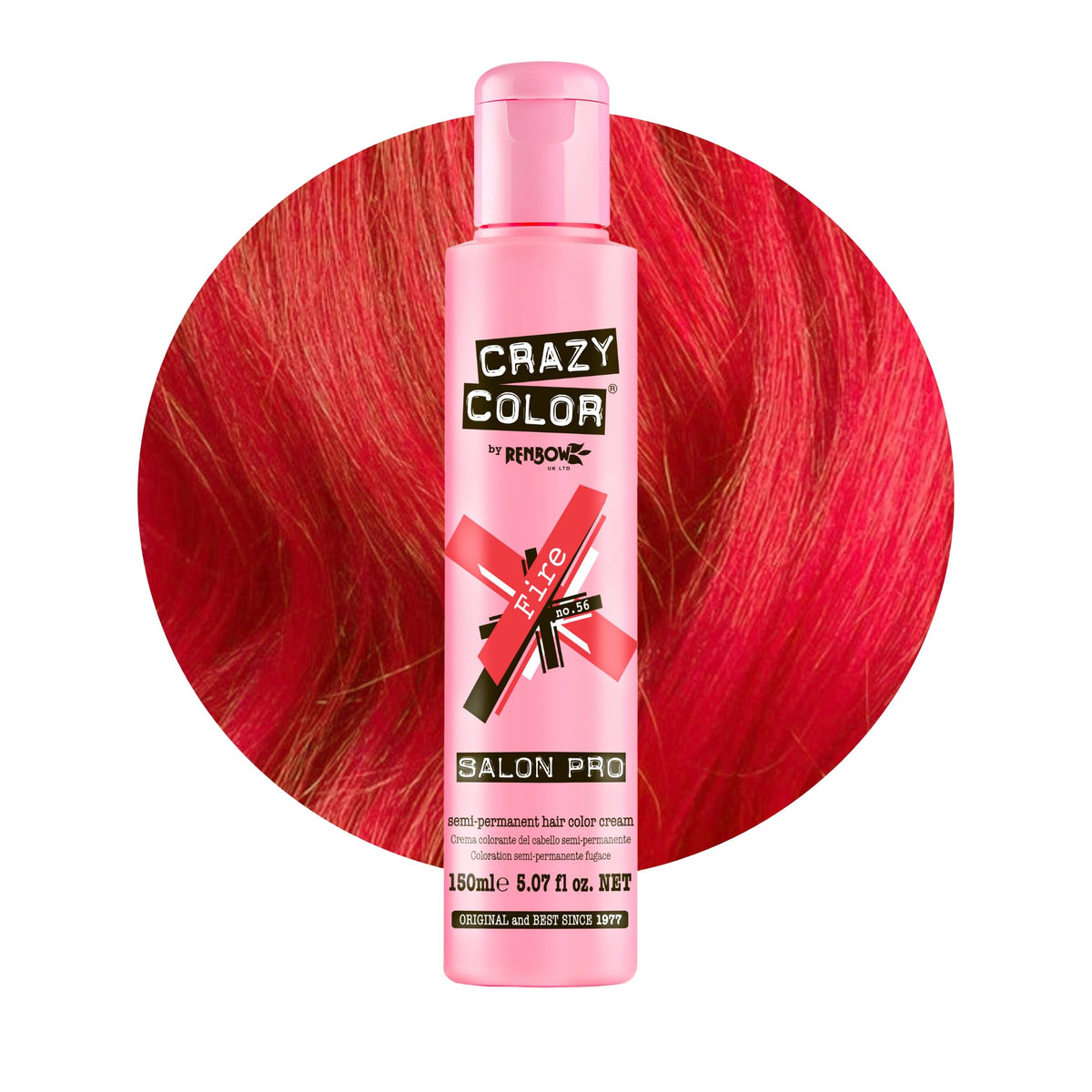Crazy Color Fire Semi-Permanent Hair Dye - Pillarbox Red, 150 ml