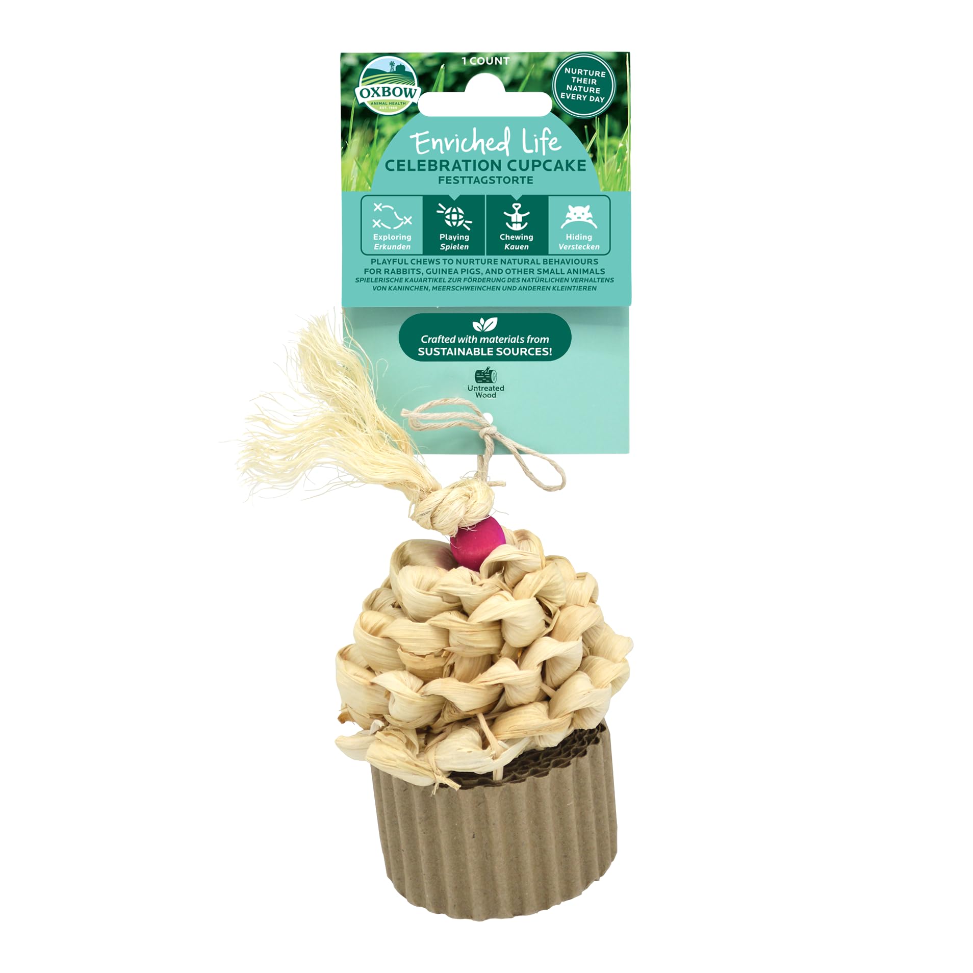 Oxbow Enriched Life Celebration Cupcake Chew Toy for Small Animals | Supports Dental Health & Mental Stimulation