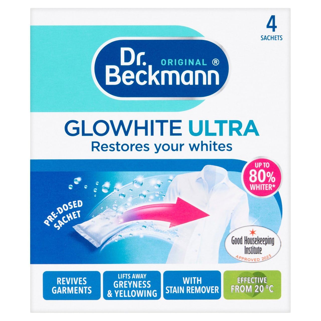 Dr. Beckmann Glowhite Ultra Fabric Whitener (8 x 40g Sachets) 5