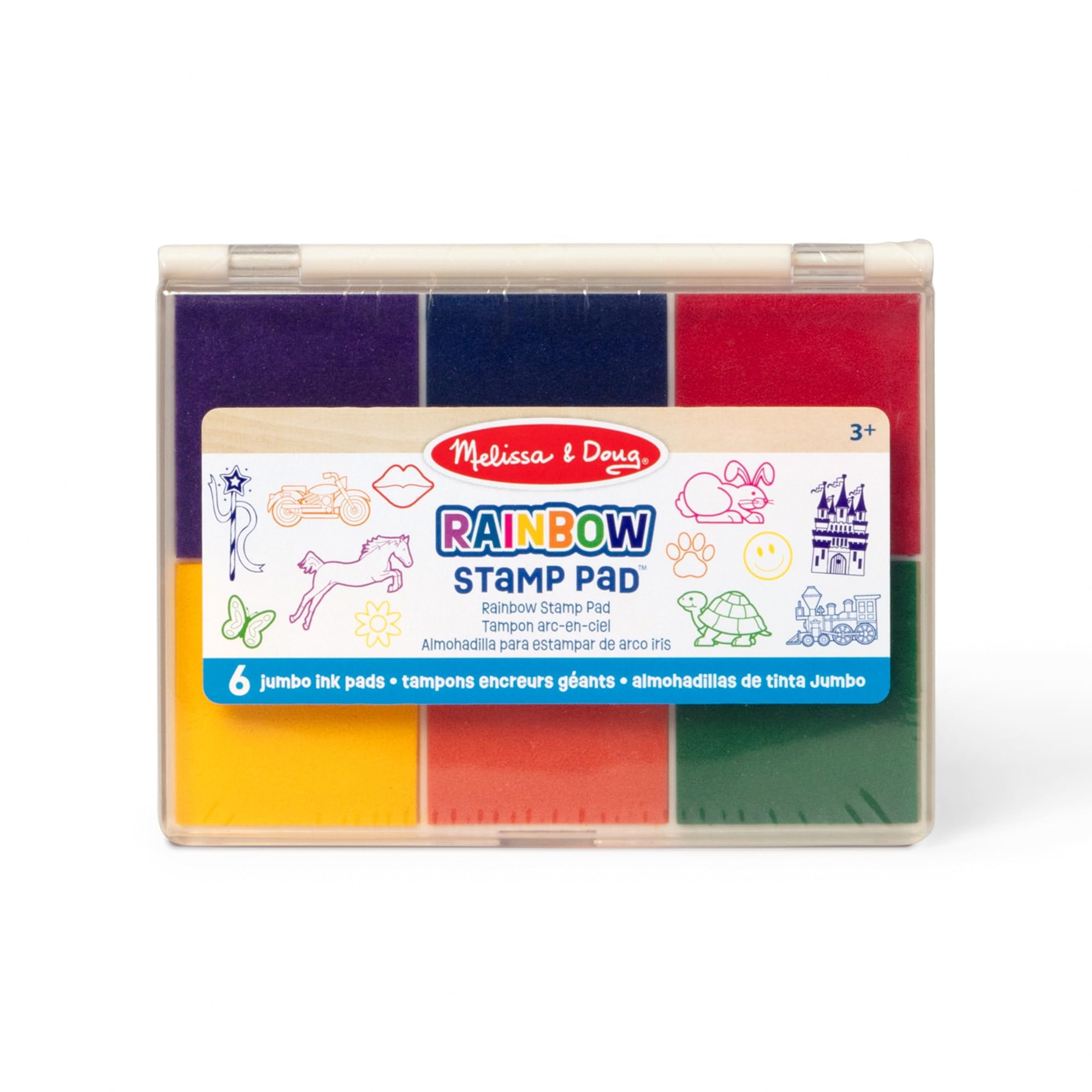 Melissa & Doug Rainbow Stamp Pad - 6 Washable Ink Colors for Kids Ages 3+ | Model 11637