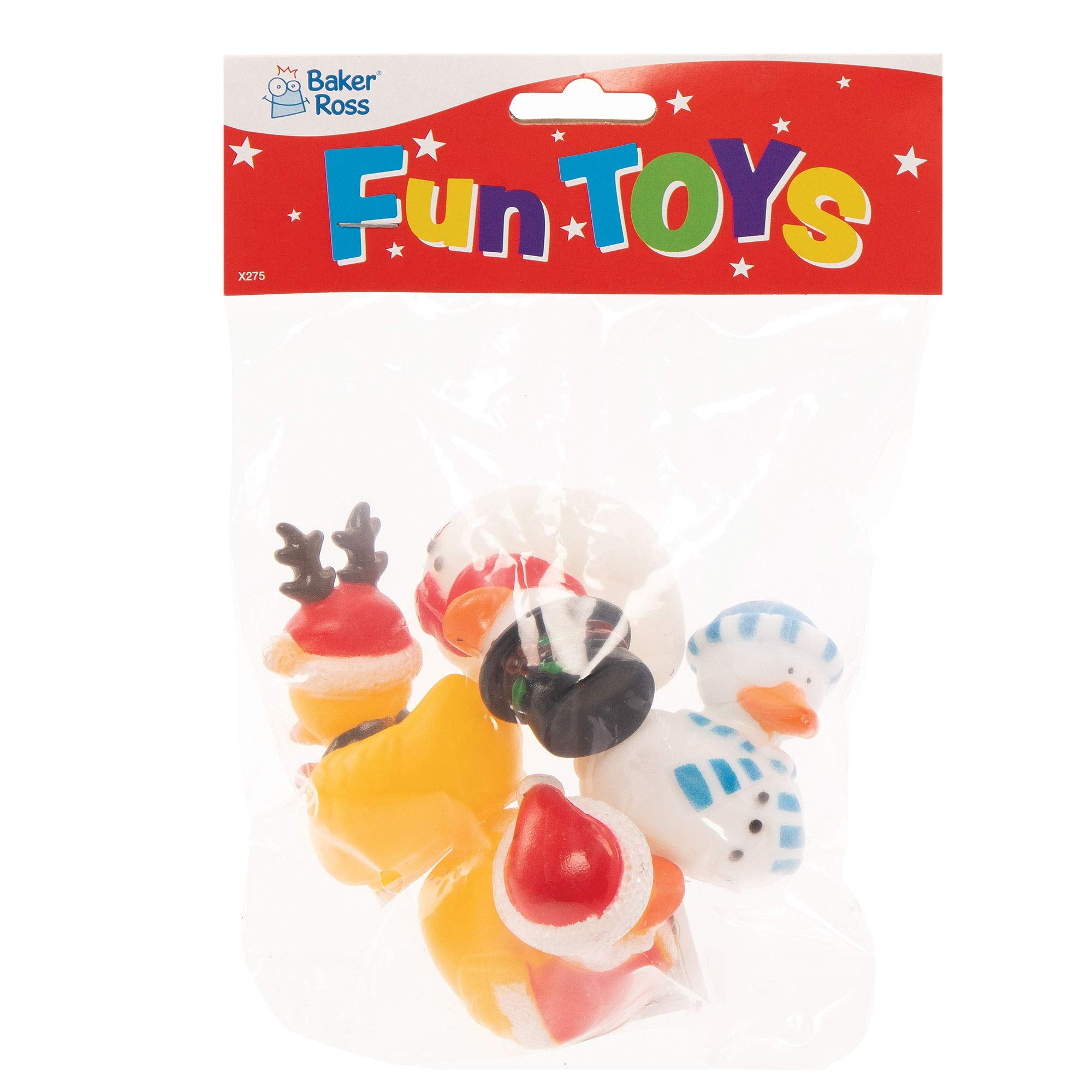 Baker Ross Funky Christmas Ducks - Pack of 4, Festive Bath Toys & Party Bag Fillers