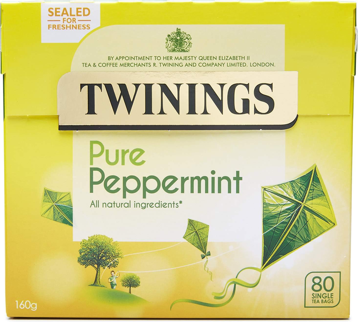 Twinings Pure Peppermint 80 Tea Bags, 160g - Naturally Caffeine Free Herbal Tea