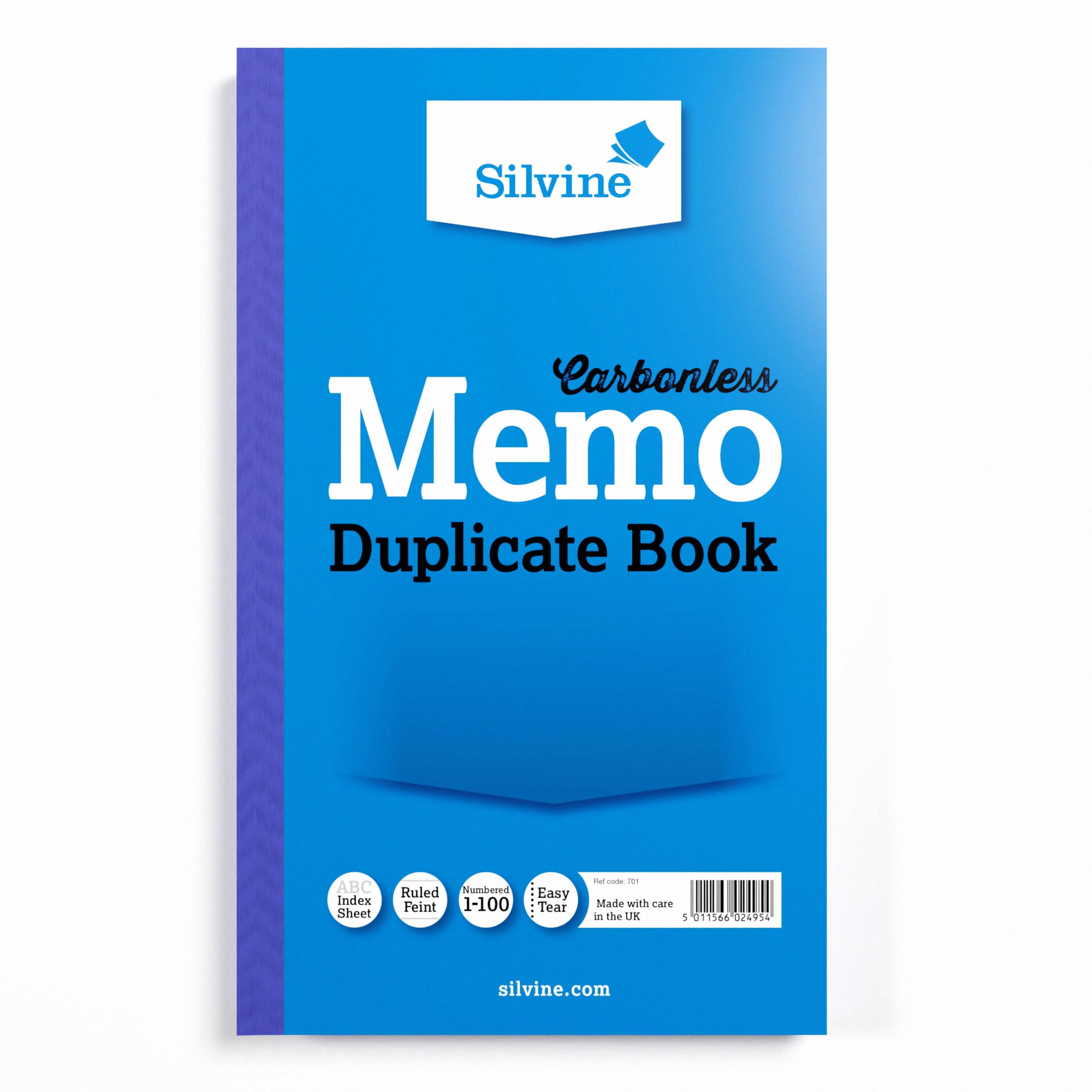 Silvine Carbonless Duplicate Memo Book - Numbered 1-100 with Index Sheet | 210 x 127mm 1