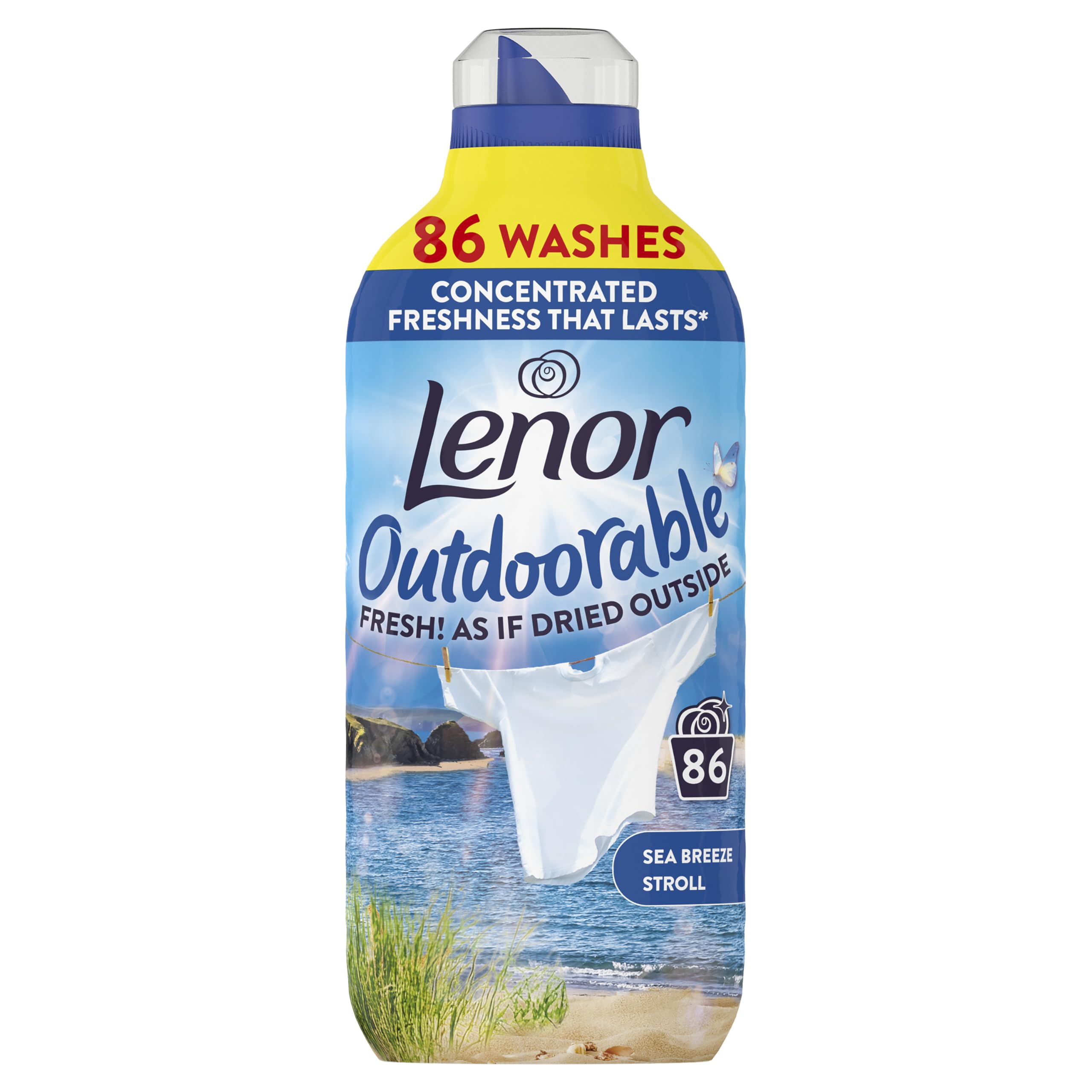 Lenor Outdoorable Liquid Fabric Softener - Seabreeze Stroll Scent | 86 Washes | 1.204L