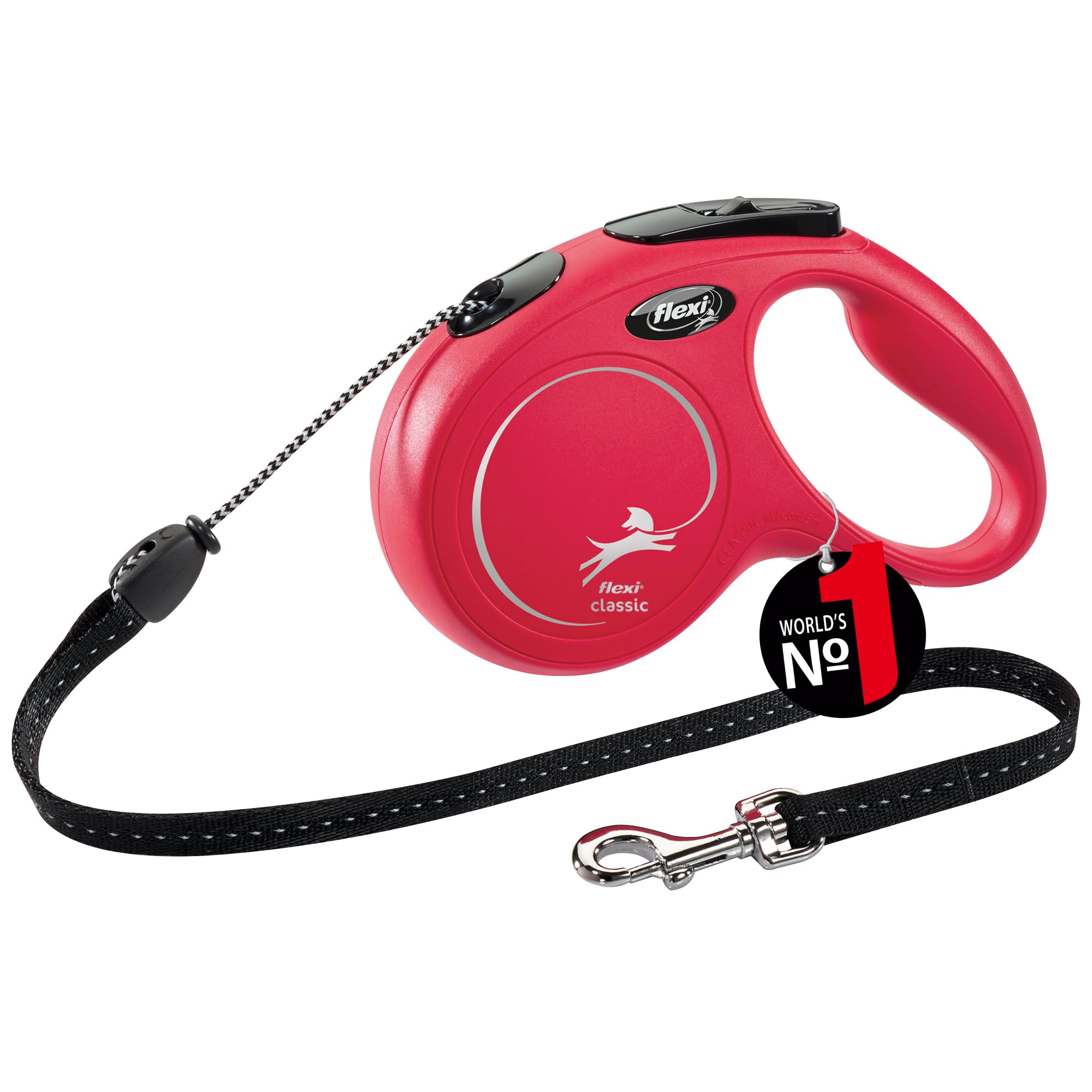 flexi New Classic Retractable Lead Cord - Medium Size | 5m Length | Red