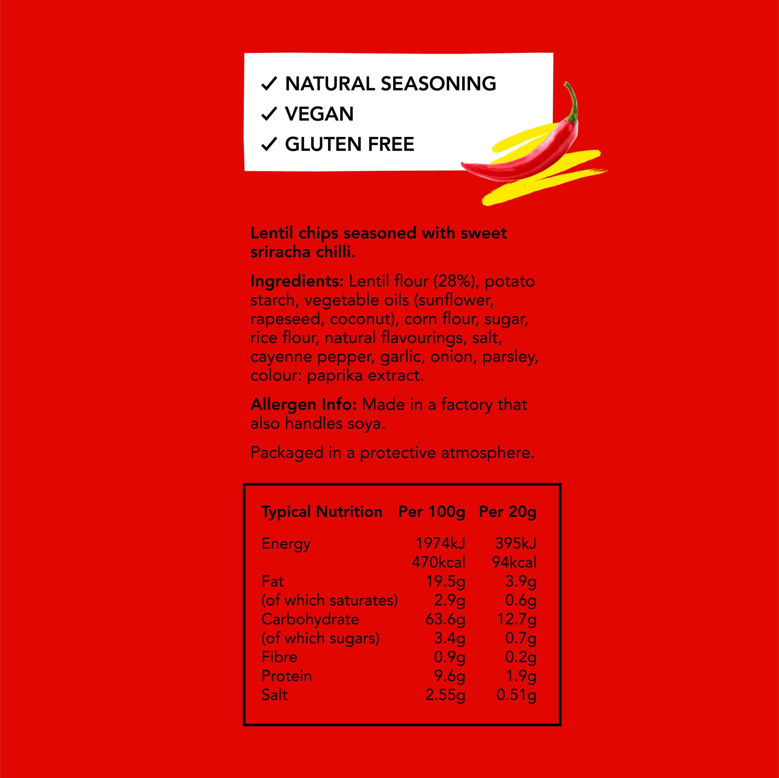 PROPER - Linsenchips, süße Sriracha-Chili, vegane, glutenfreie Snacks, 20er-Pack 5