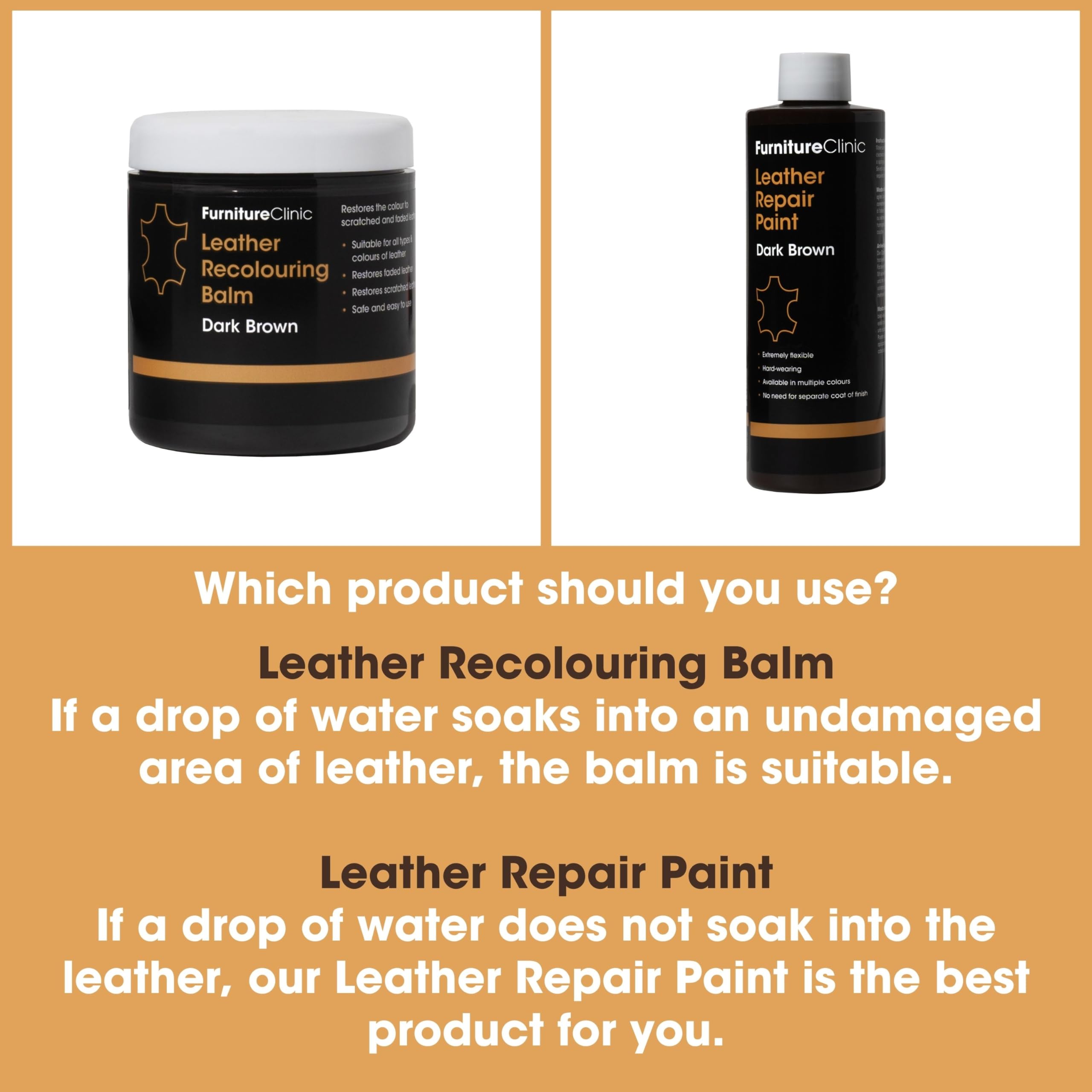 Furniture Clinic Leather Recolouring Balm - Dark Brown for Sofas, Car Seats, Shoes & Bags 3