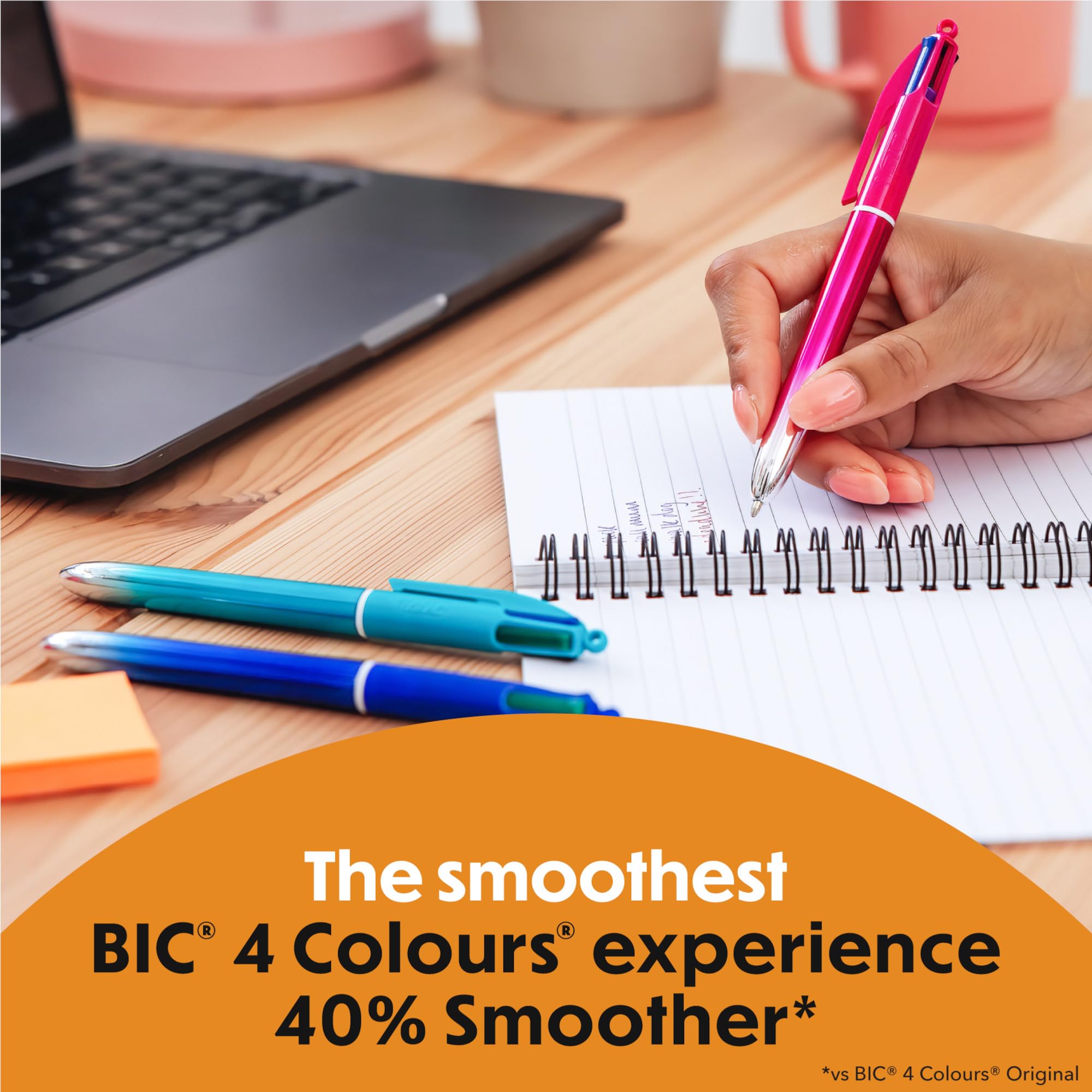 BIC 4 Colours Gradient Smooth Ink Retractable Ballpoint Pens - Pack of 5 | 1.0mm Medium Point | Multicolour 5