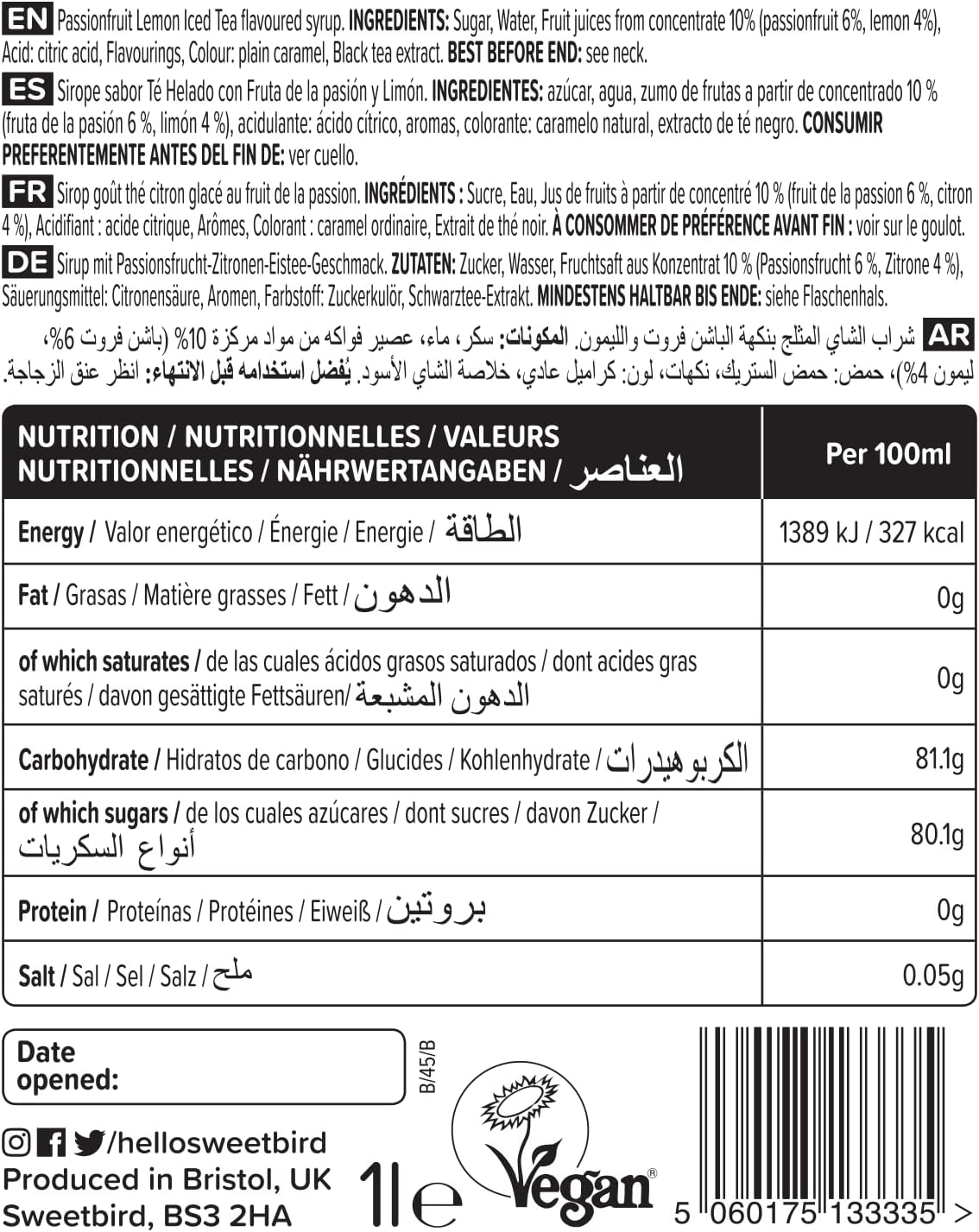 Sweetbird Passionsfrucht-Zitronen-Eisteesirup (1 Liter) 5