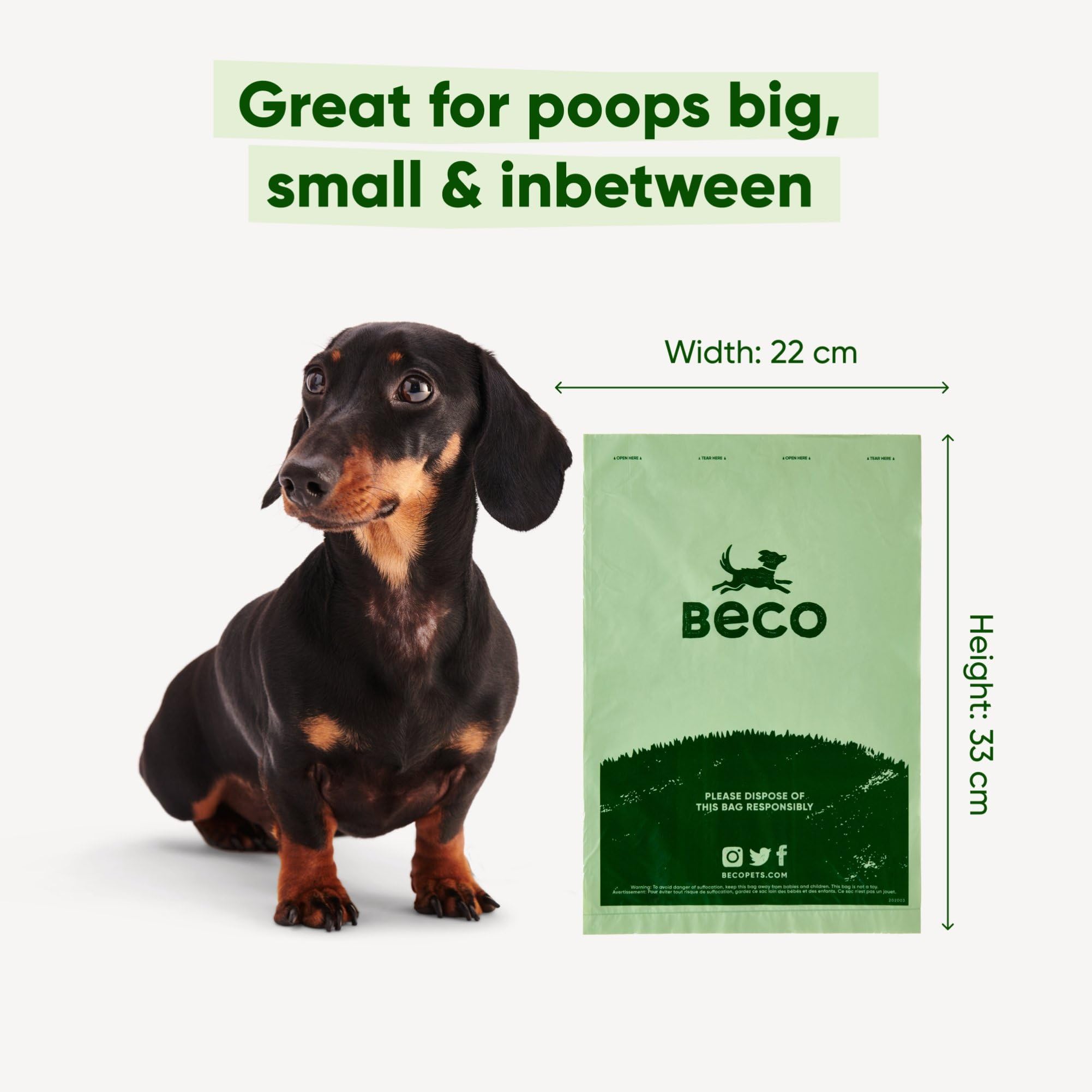 Beco Strong & Large Poop Bags - 270 Bags (18 Rolls) - Unscented | Leakproof | Recycled Material 5