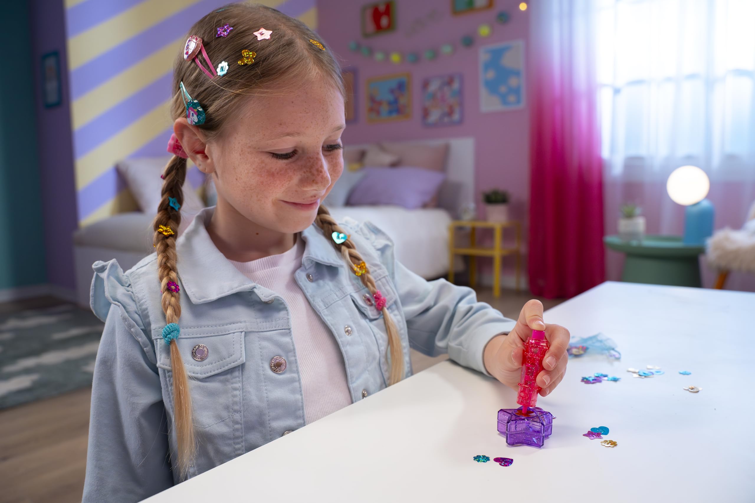 Funlockets Secret Mirror with Hair Shimmers - Tangle-Free Glitter Hair Styling Kit for Kids 3