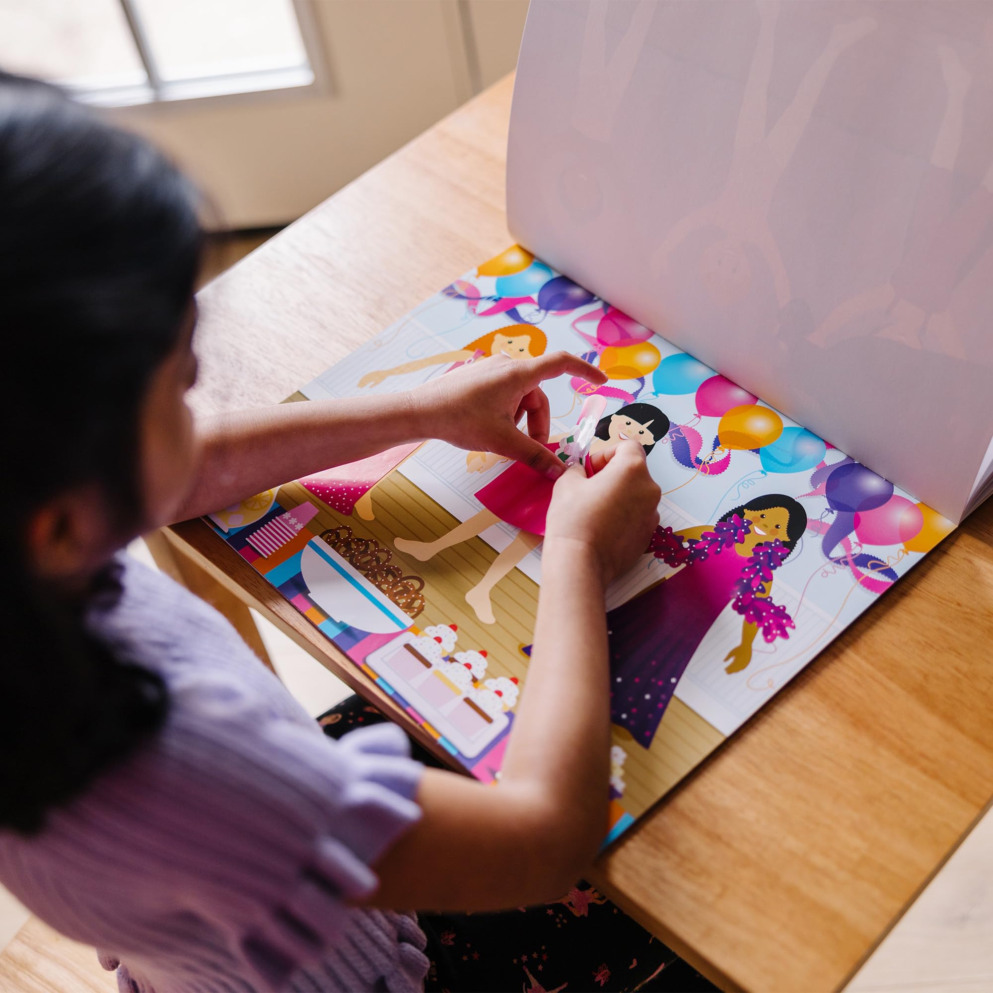 Melissa & Doug Reusable Sticker Pad - Dress-Up | 165+ Cling Stickers & 5 Backgrounds | Ages 3-8 12