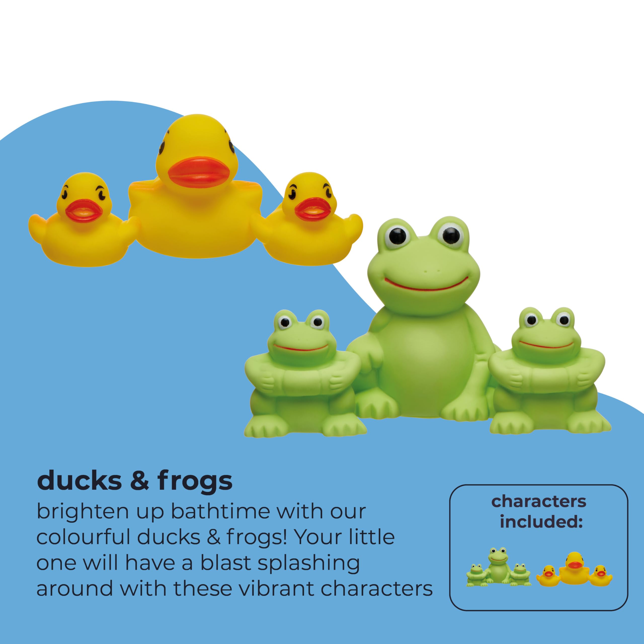 Vital Baby Splash Bath Squirters - 3 Duck & 3 Frog Bath Toys for Imaginative Play 7