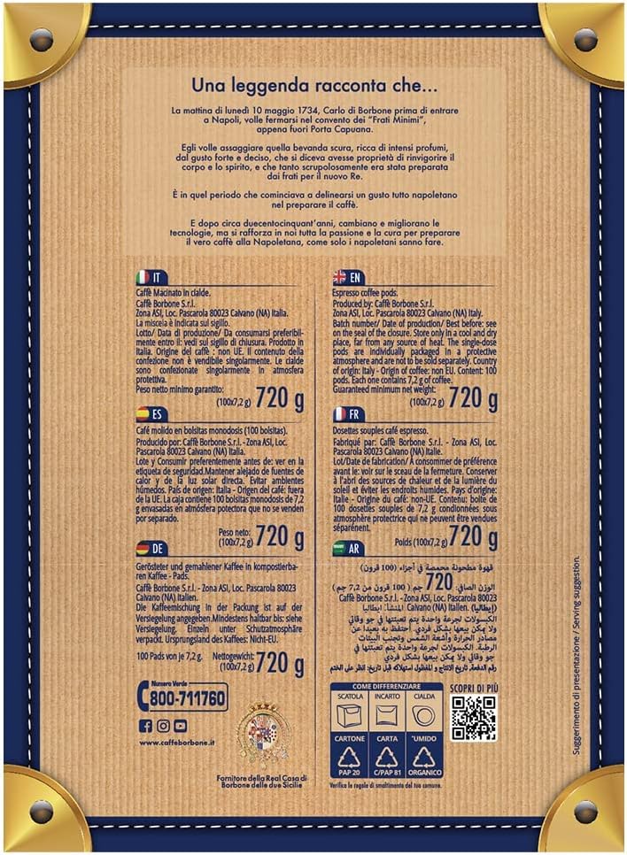 CAFFÈ BORBONE Red Blend Compostable Coffee Pods - 100 Pack - ESE 44mm Compatible 7