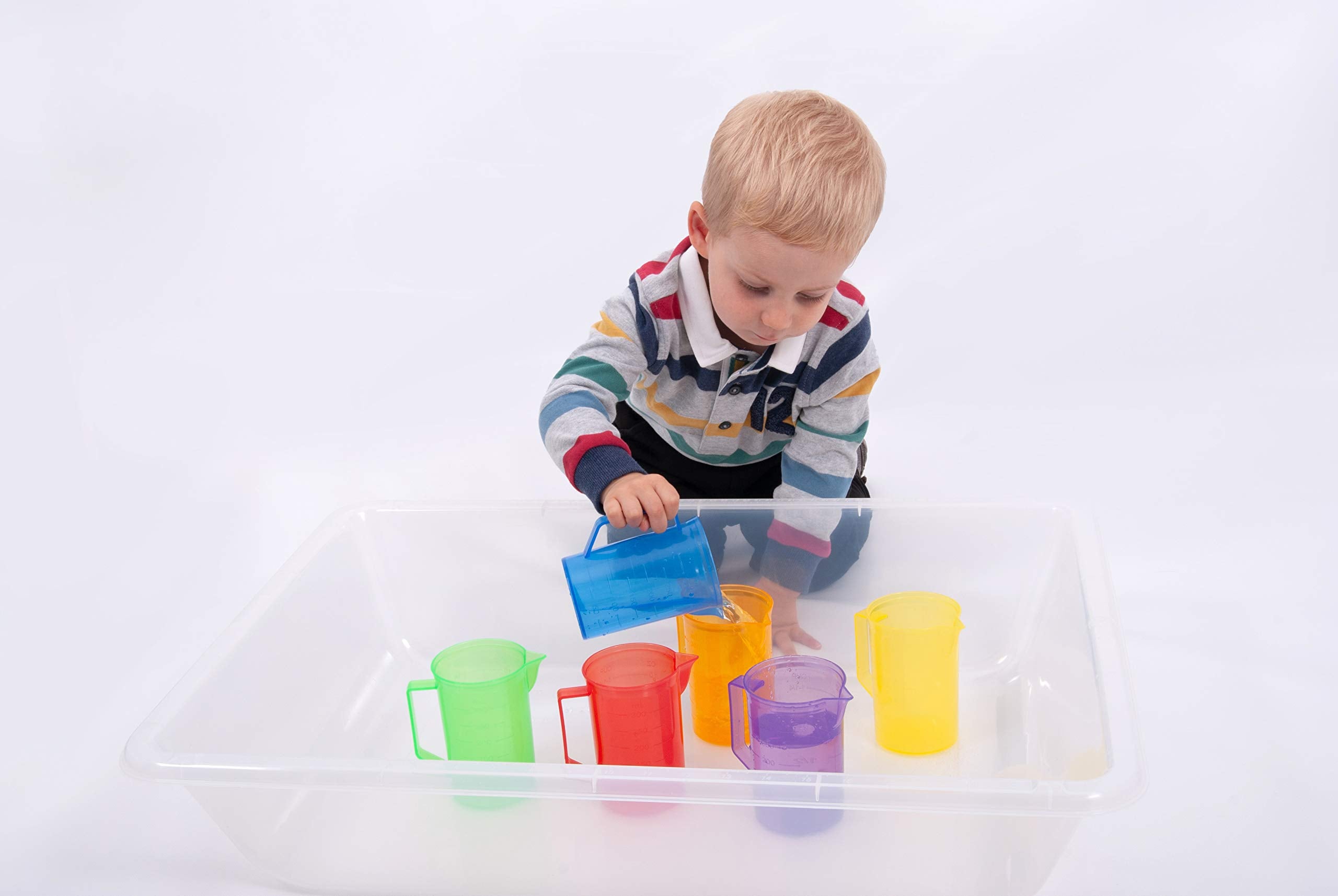 TickiT 6 Piece Translucent Colour Jug Set - Educational Sand & Water Play Cups for Toddlers 4