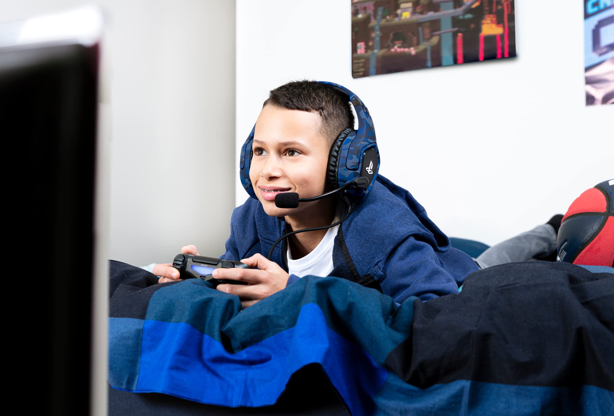 Trust Gaming GXT 488 Forze-B, offiziell lizenziertes PS4 PS5-Gaming-Headset mit 50-mm-Treibern, faltbarem Mikrofon, Blau 10