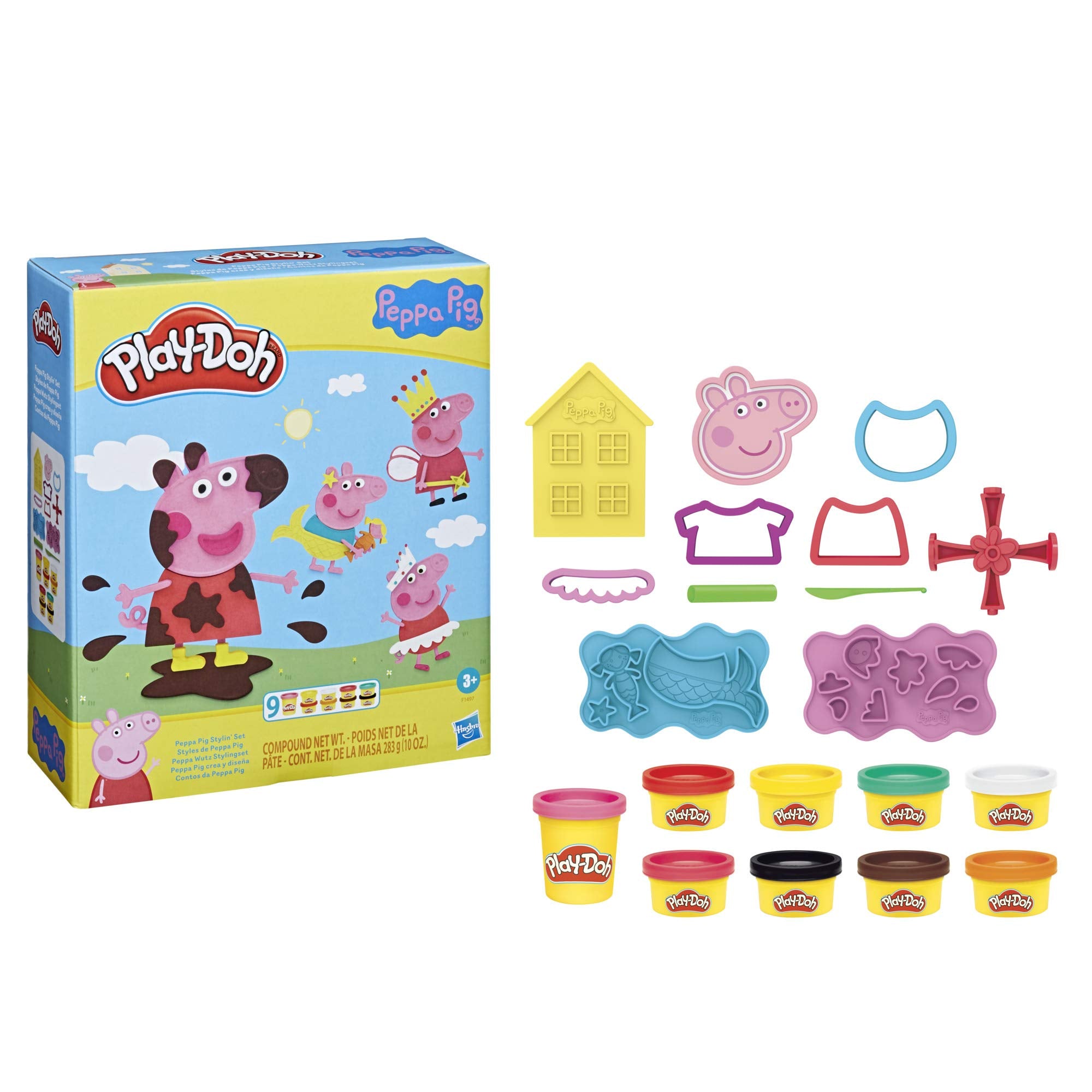 Play-Doh Peppa Pig Stylin Set - 9 Colors & 11 Accessories for Kids 3+ 5