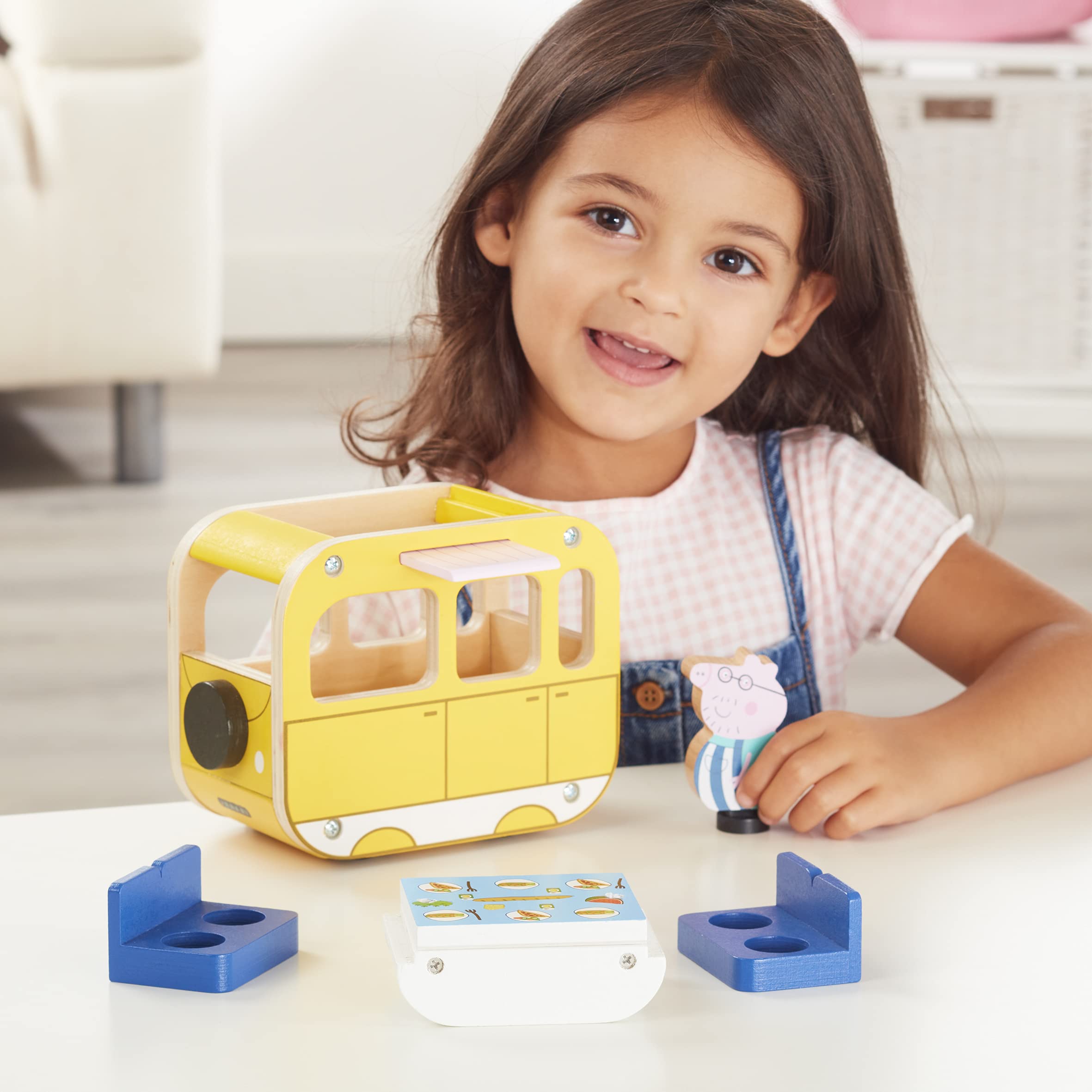 Peppa Pig Wooden Campervan - Push Along Toy with Daddy Pig Figure 4