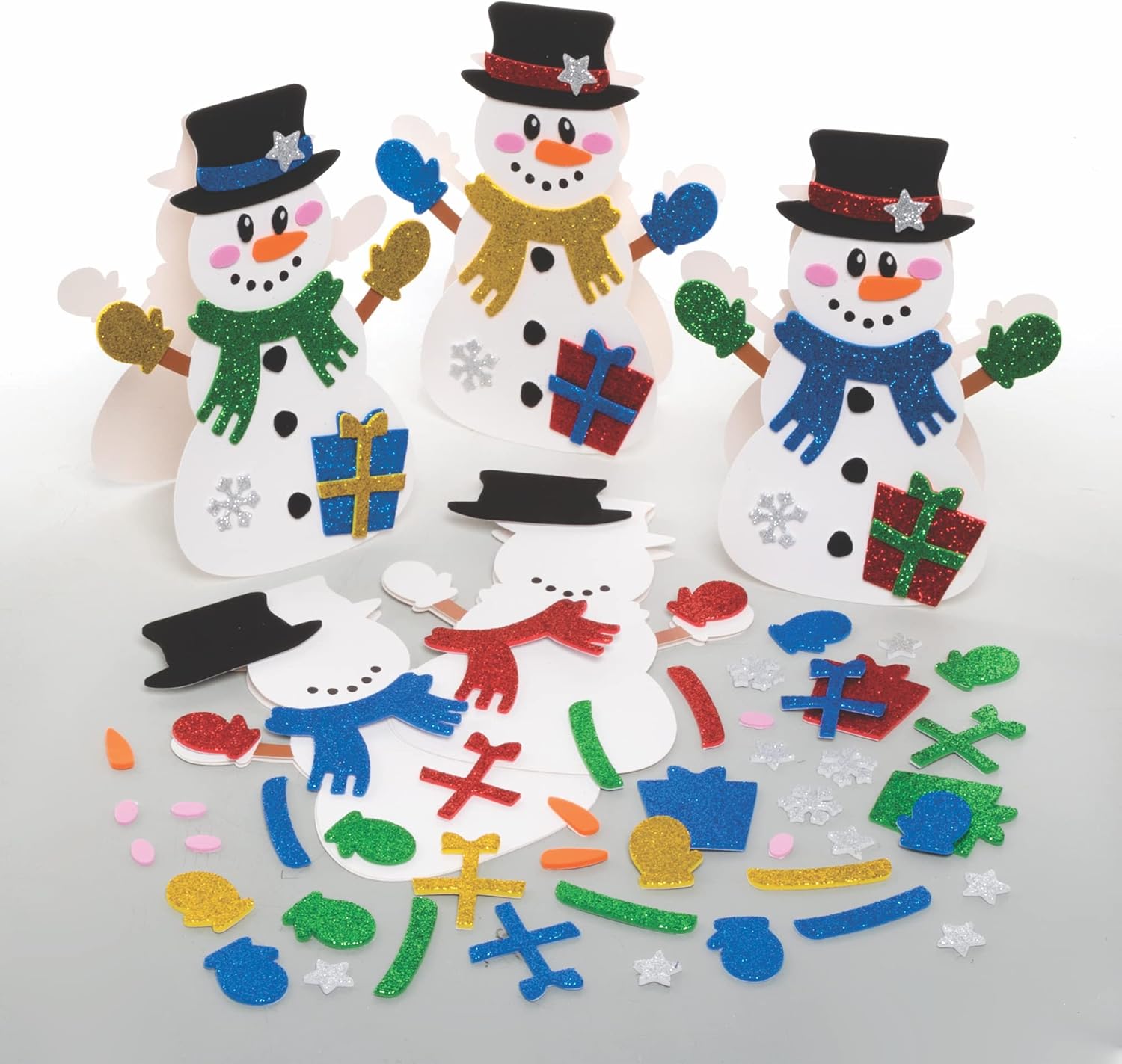 Baker Ross FC123 Snowman Card Kits - Pack of 6, Christmas Craft Kit for Kids