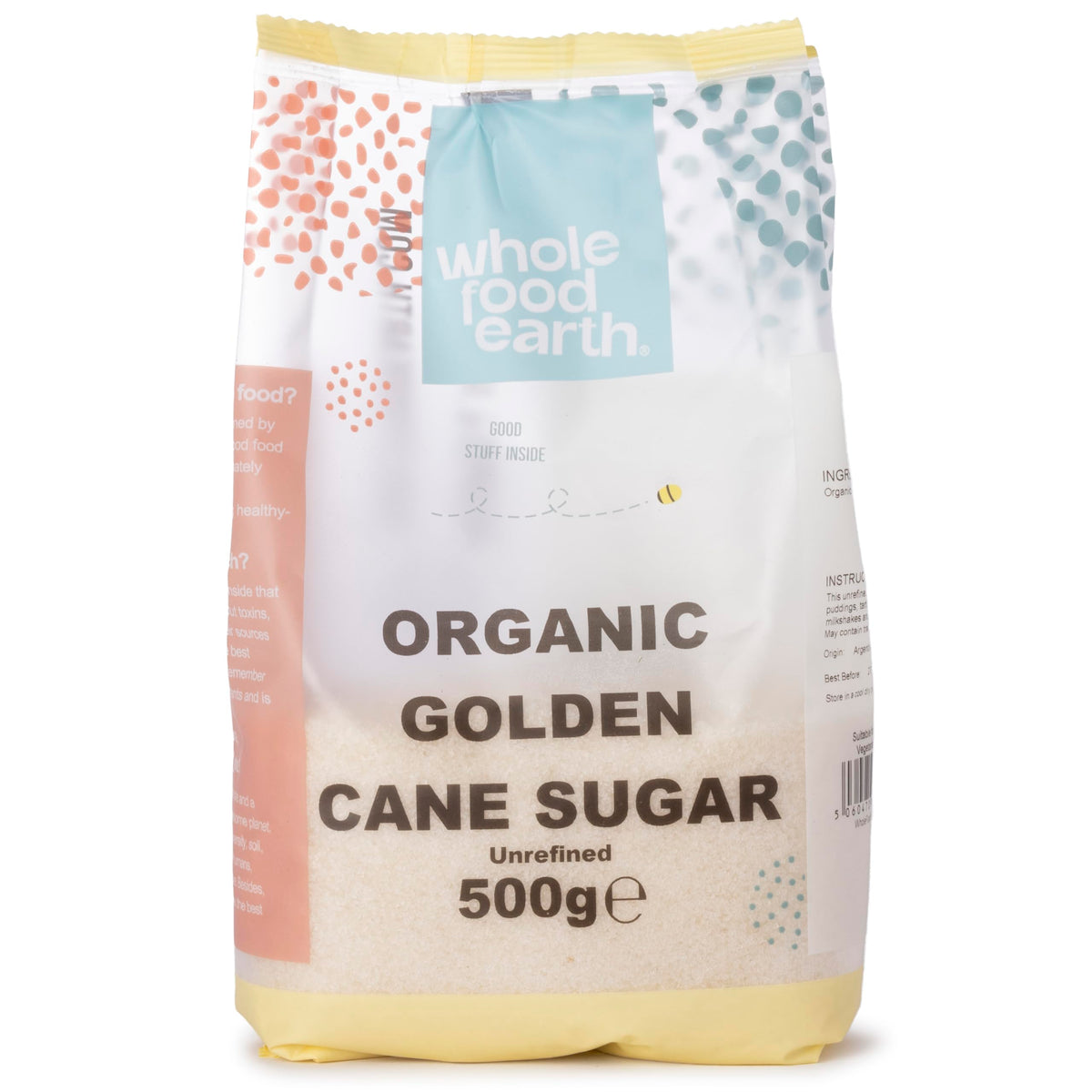 Wholefood Earth Organic Golden Cane Sugar - 500g | Unrefined | Vegan
