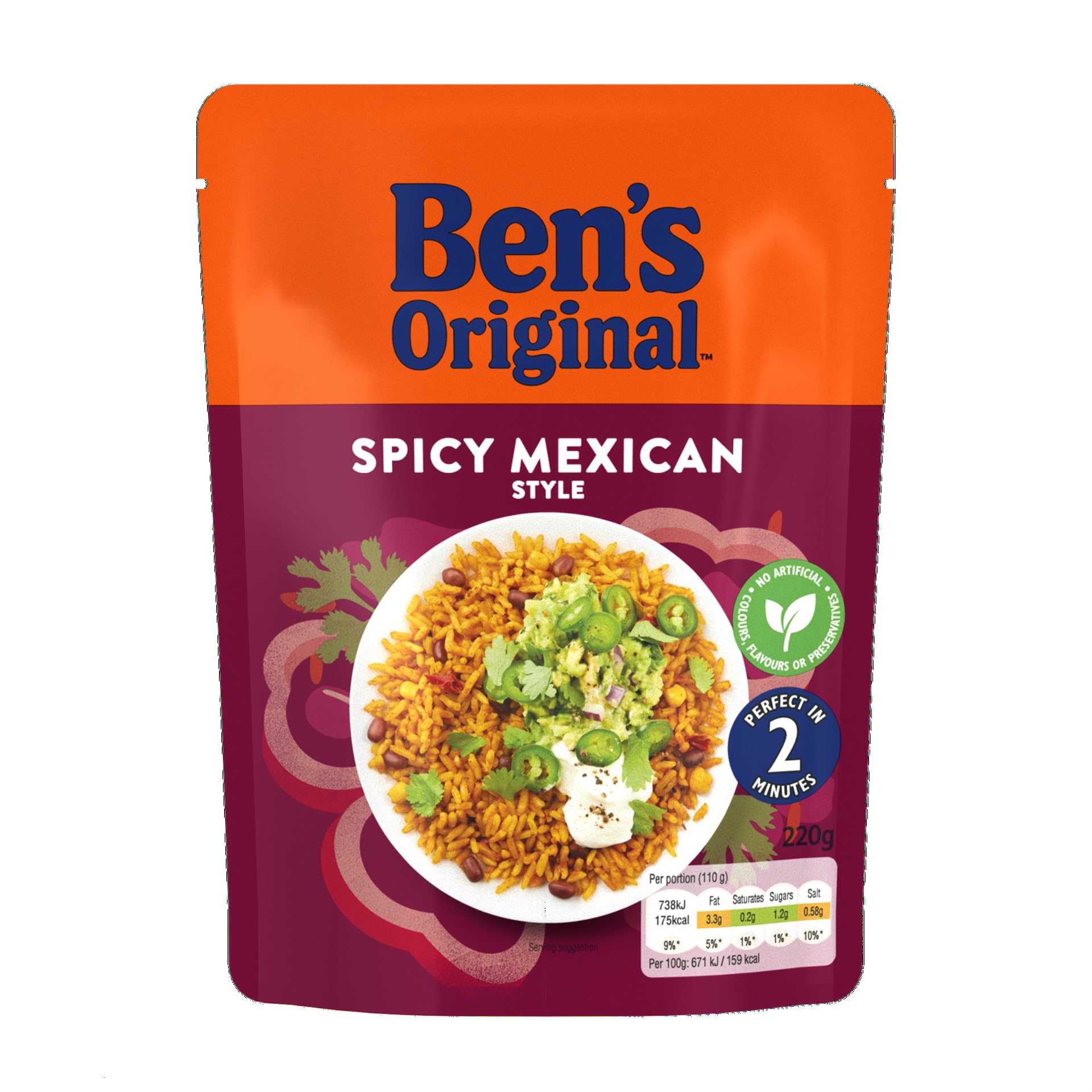 Ben's Original Spicy Mexican Microwave Rice Pouch 220g - Serves 2 5