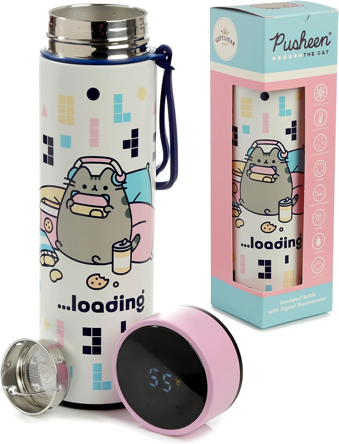 Puckator Pusheen Stainless Steel Insulated Water Bottle with LED Temperature Display (BOT149) 8