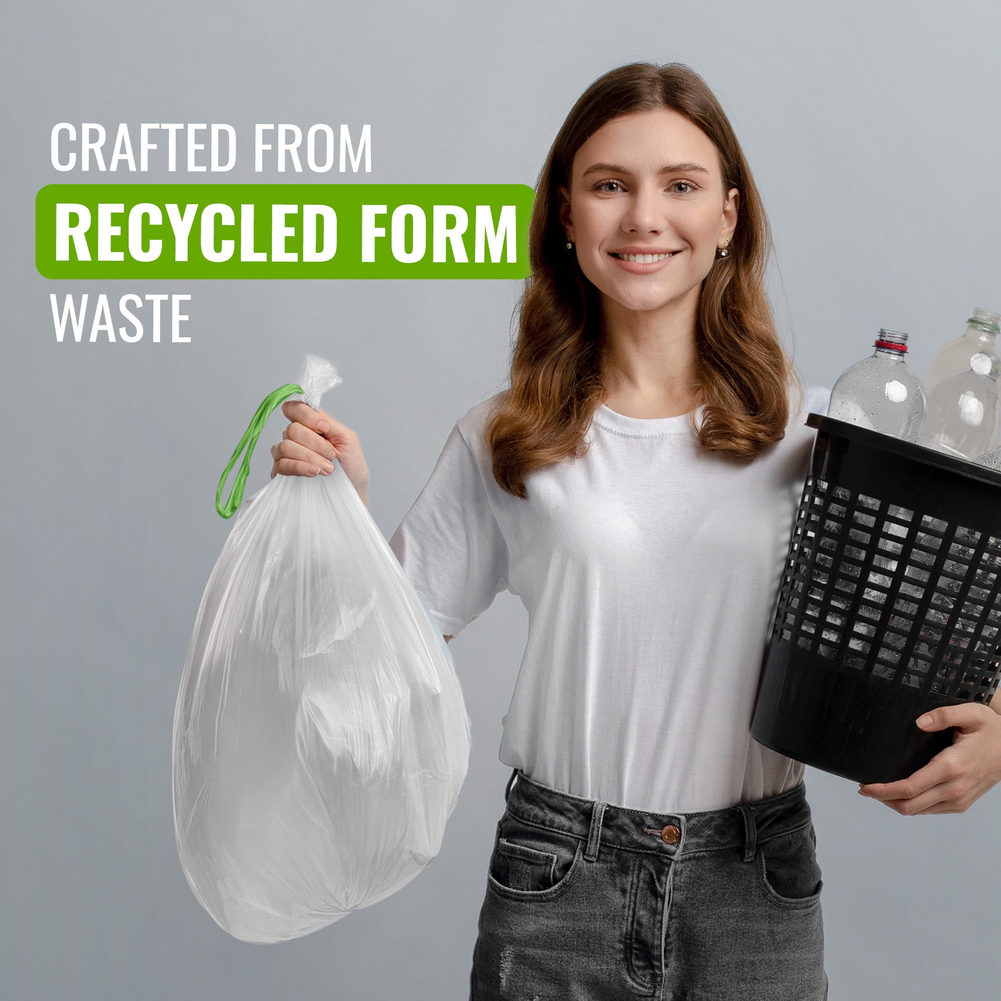 EcoBag 40 Pack White Kitchen Drawstring Bin Liner - 30L - 25 Microns - 232 Model 4