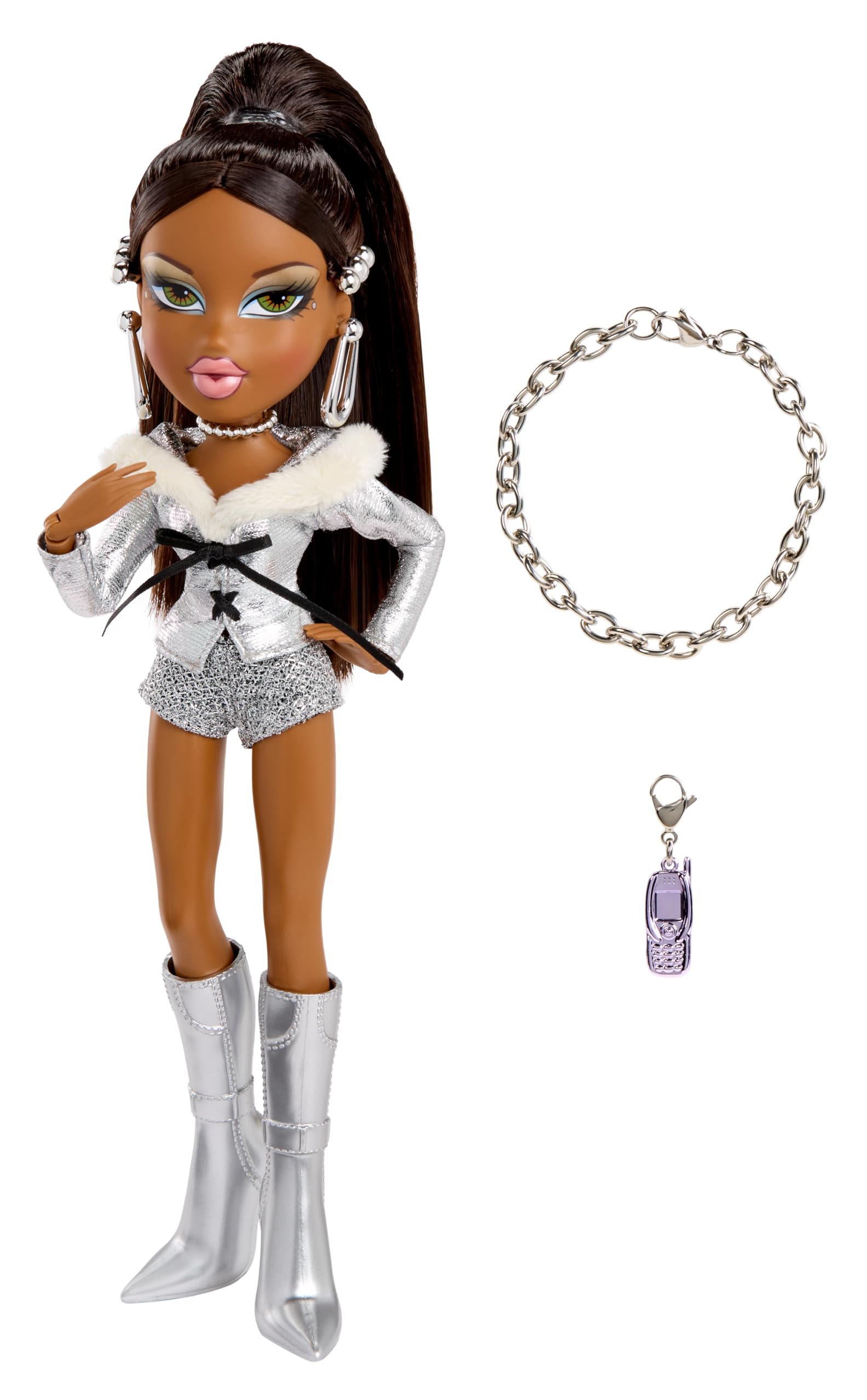 Bratz Charmz Sasha Fashion Doll | Collectible Charm Bracelet | Multicolor Plastic