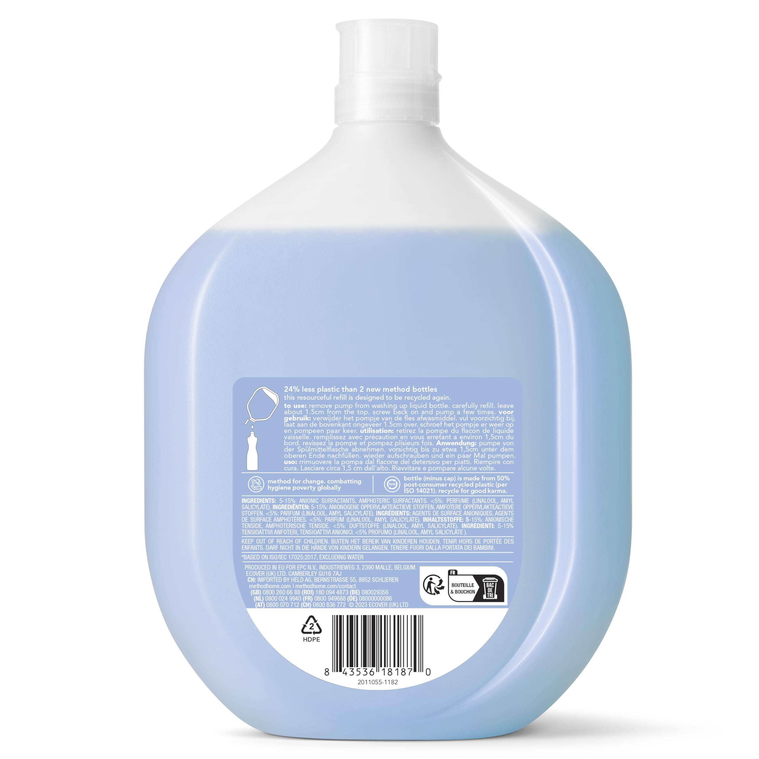 Method Washing Up Liquid Refill - Coconut Water Scent, Tough on Grease & Biodegradable Dish Soap 7