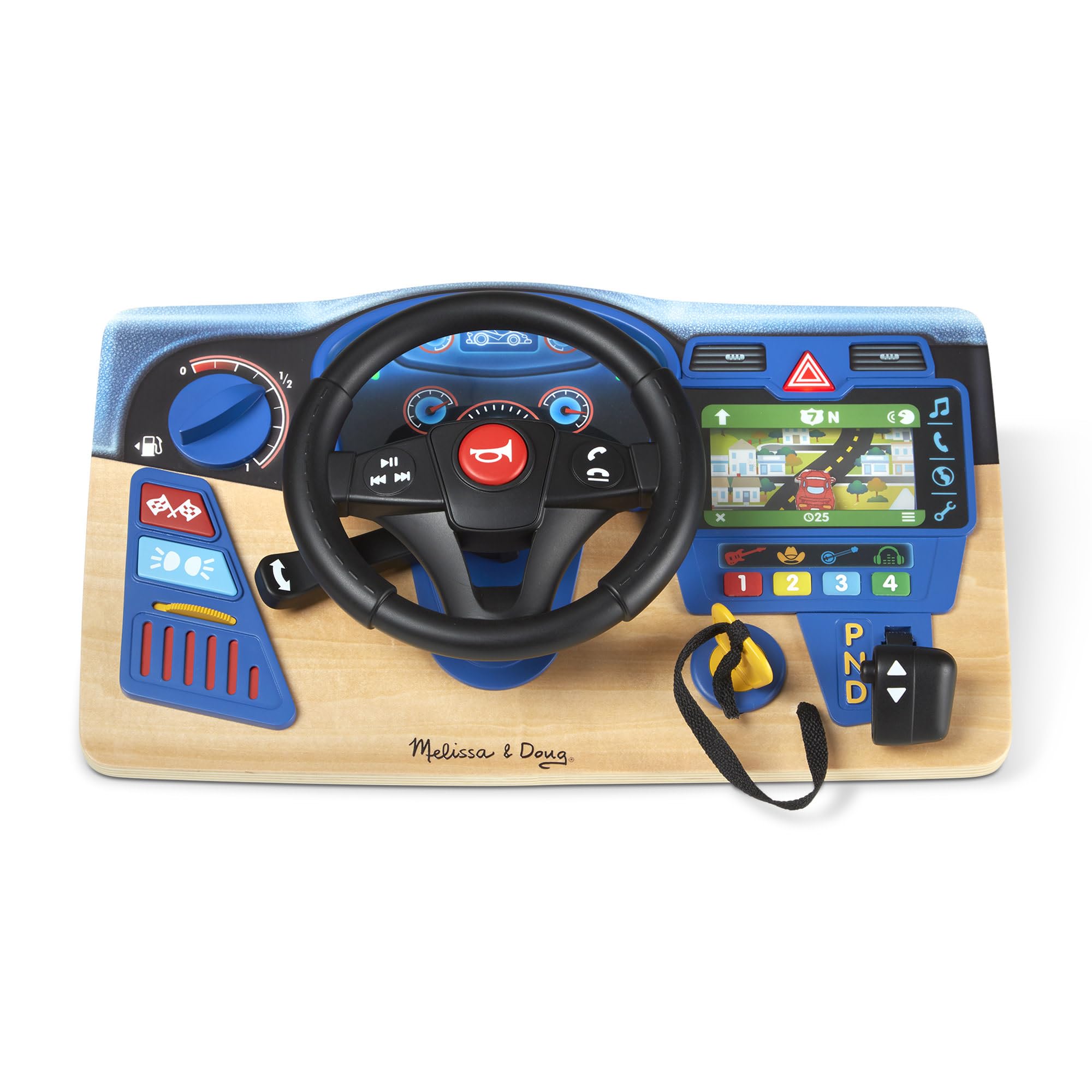 Spin Master Wooden Dashboard Toy - Realistic Steering Wheel & Lights | Ages 3-7