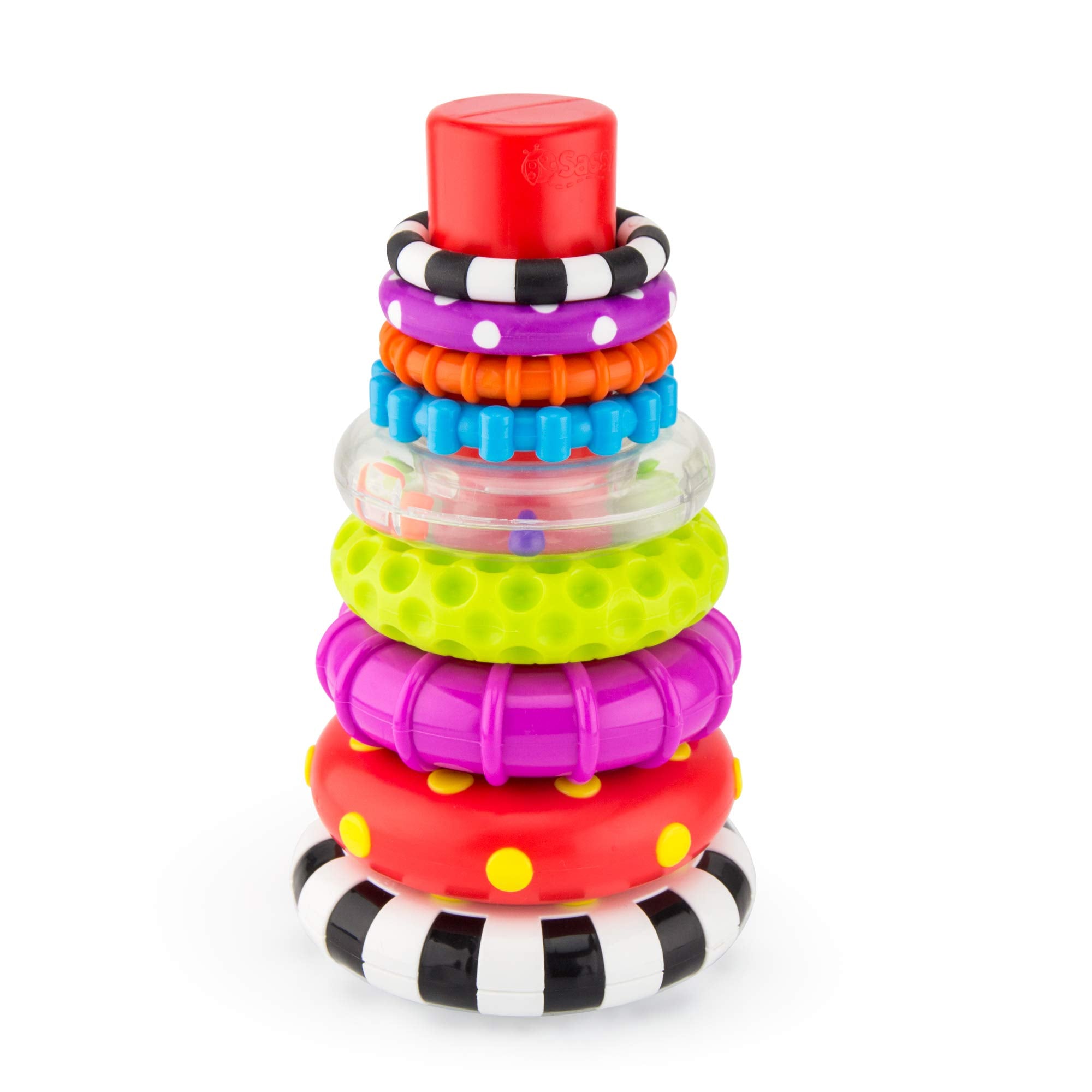 Sassy Stacks of Circles Stacking Toy - 9 Pieces for Ages 6m+ | Fine Motor Skill Development
