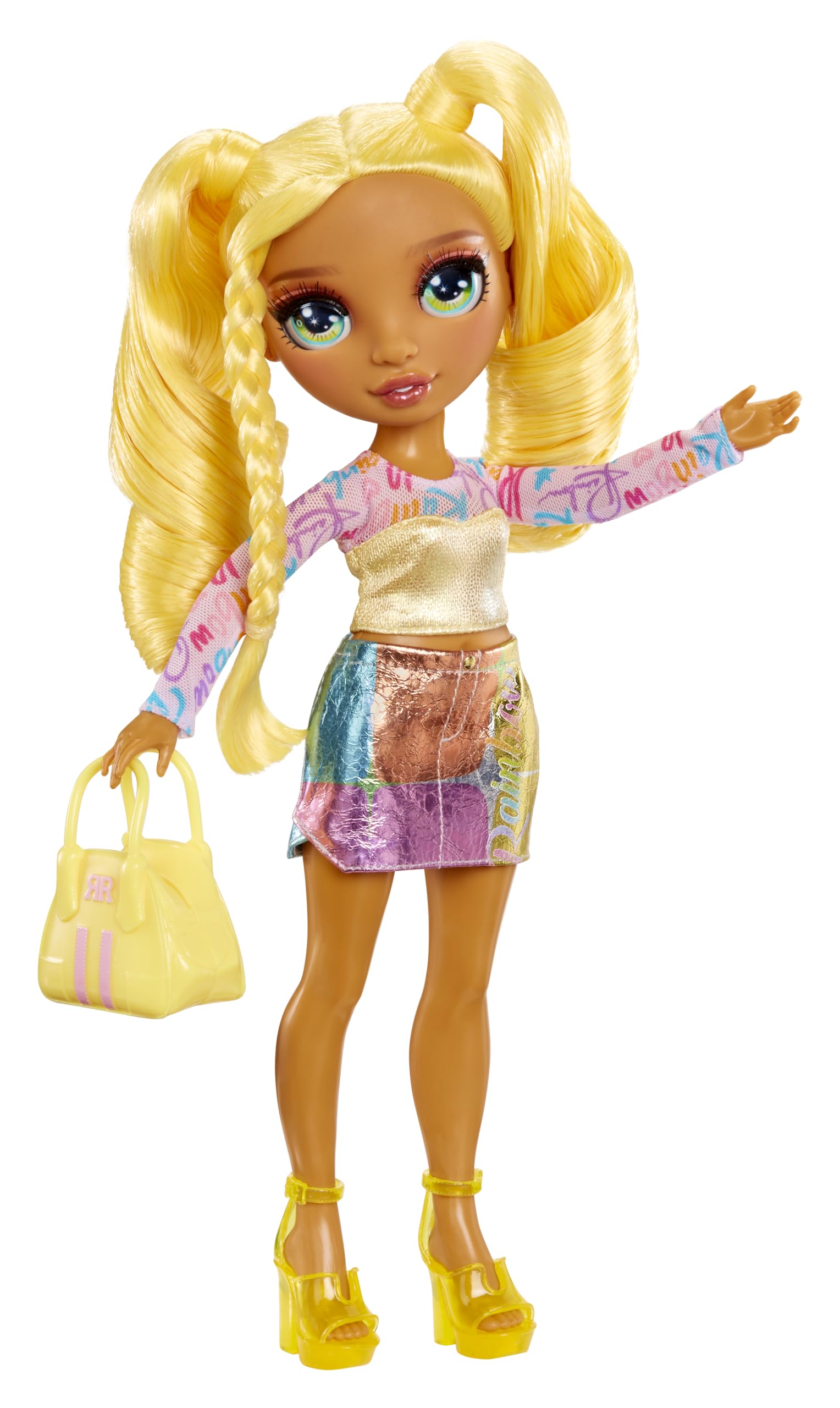 Rainbow High Sunny Fashion Doll - 28cm Posable Doll with Yellow Statement Outfit, Handbag & Shoes