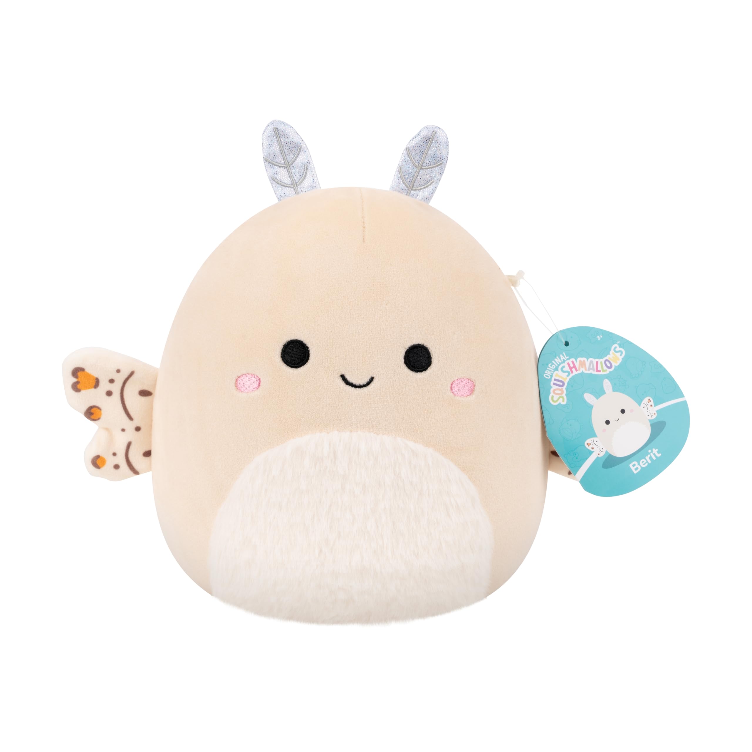 Squishmallows Original 7.5-Inch Berit the Cream Moth Soft Doll | Polyester | Unisex Children