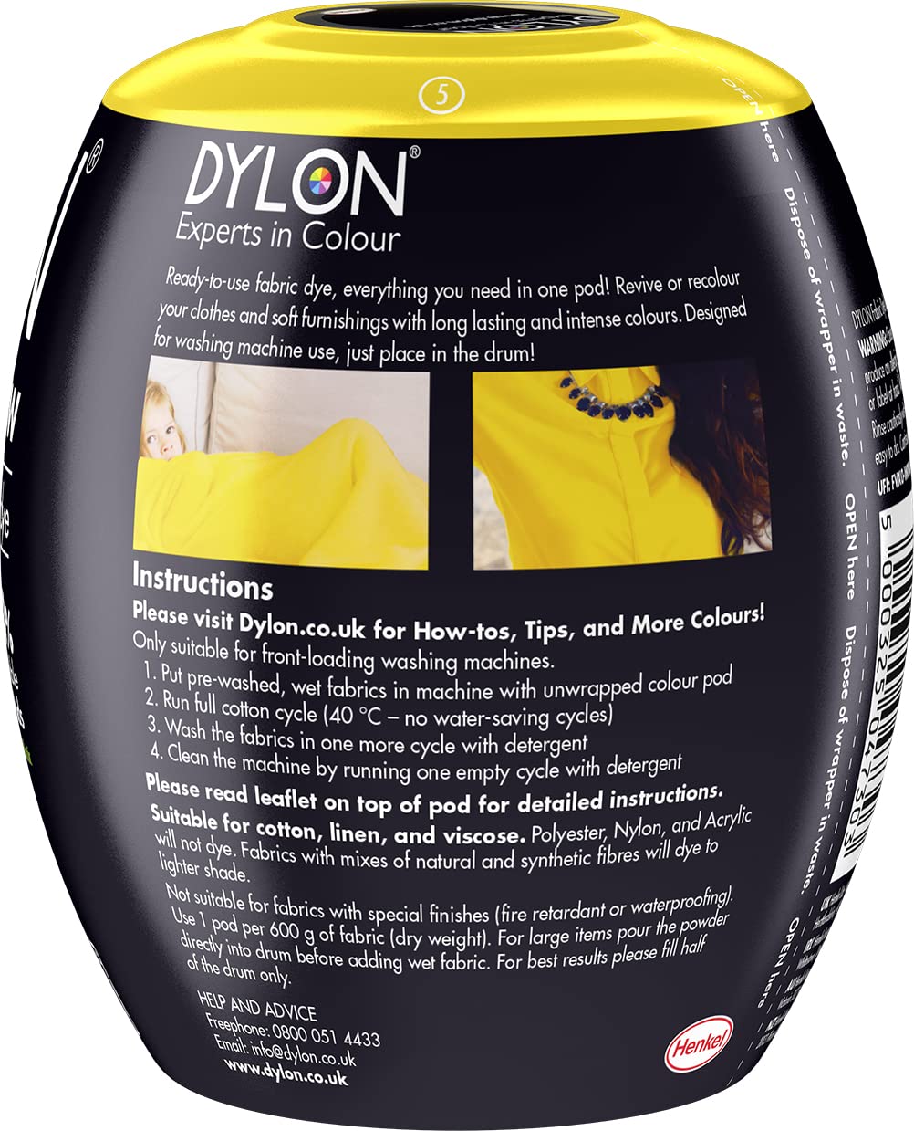 Dylon Washing Machine Fabric Dye Pod - Sunflower Yellow, 350g 4