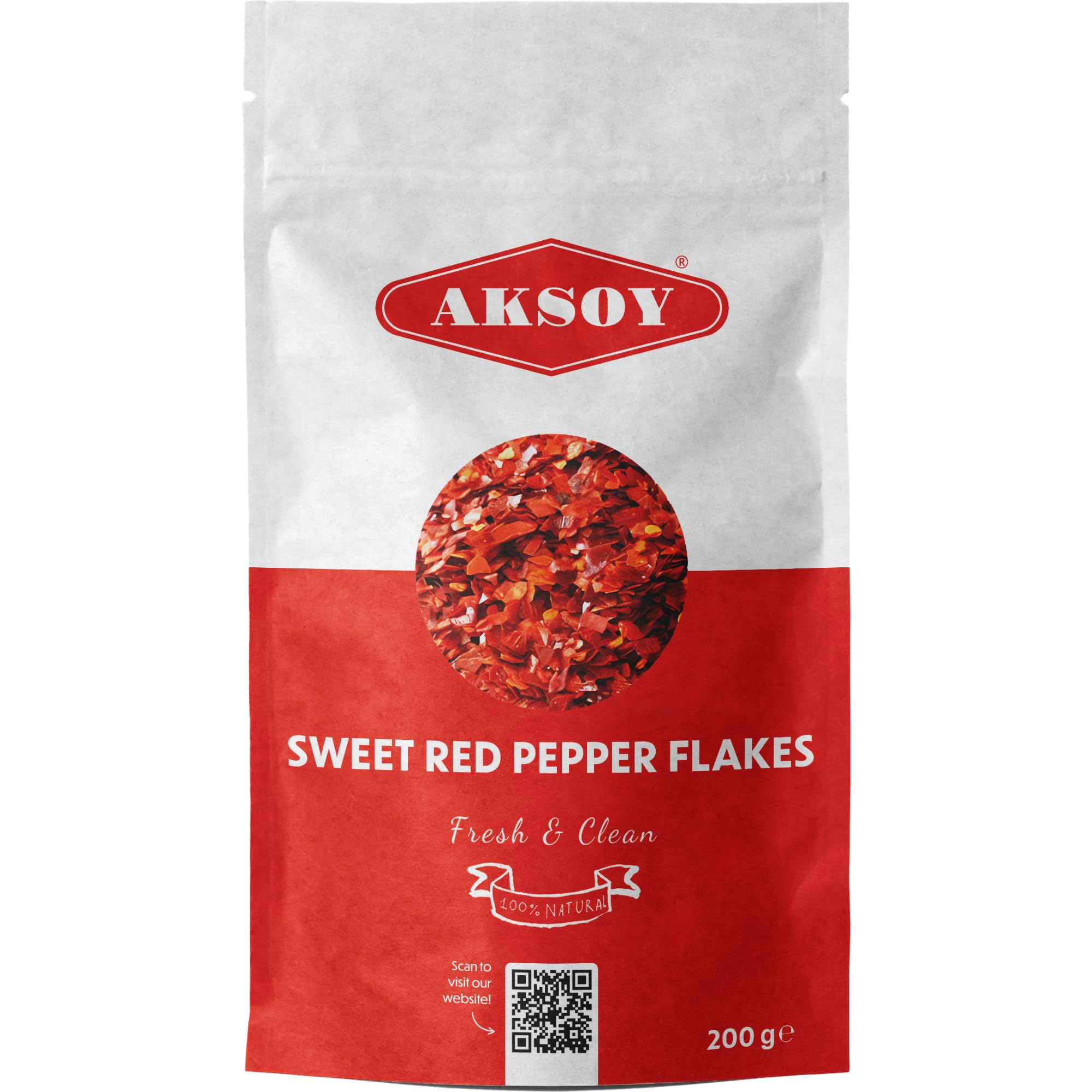 Aksoy Premium Turkish Sweet Red Pepper Flakes 200g - Mild & Sweet Flavor, Resealable Pack 9