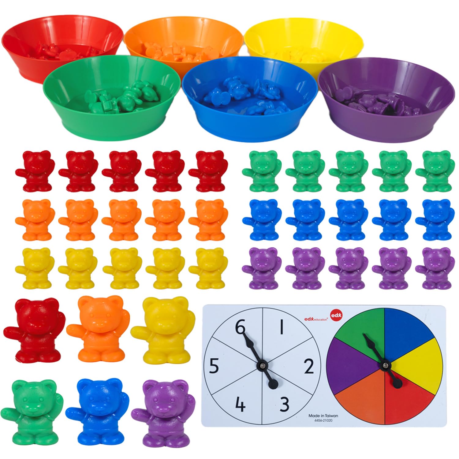 edxeducation Counting Bears with Matching Bowls - Educational Math Playset for Toddlers