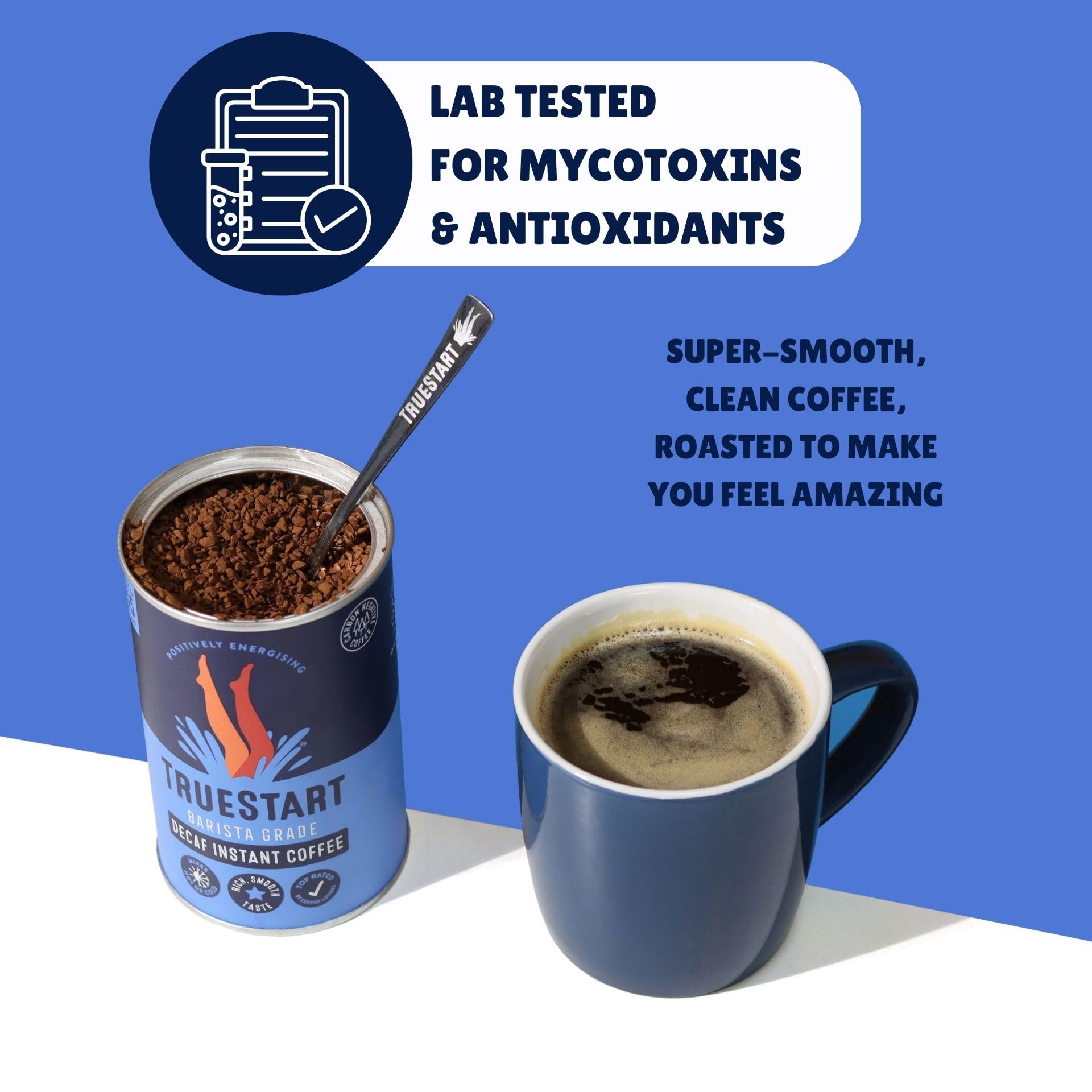 TRUESTART Barista Grade Decaf Instant Coffee - Smooth Medium Roast | 100% Brazilian Arabica | 100g Tin (Pack of 6) 4