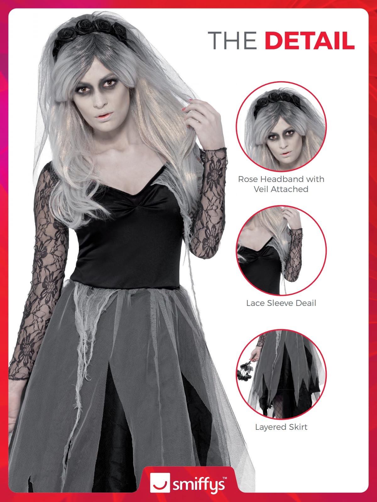 Smiffys Graveyard Bride Costume - Women's Size S (UK 8-10) 5