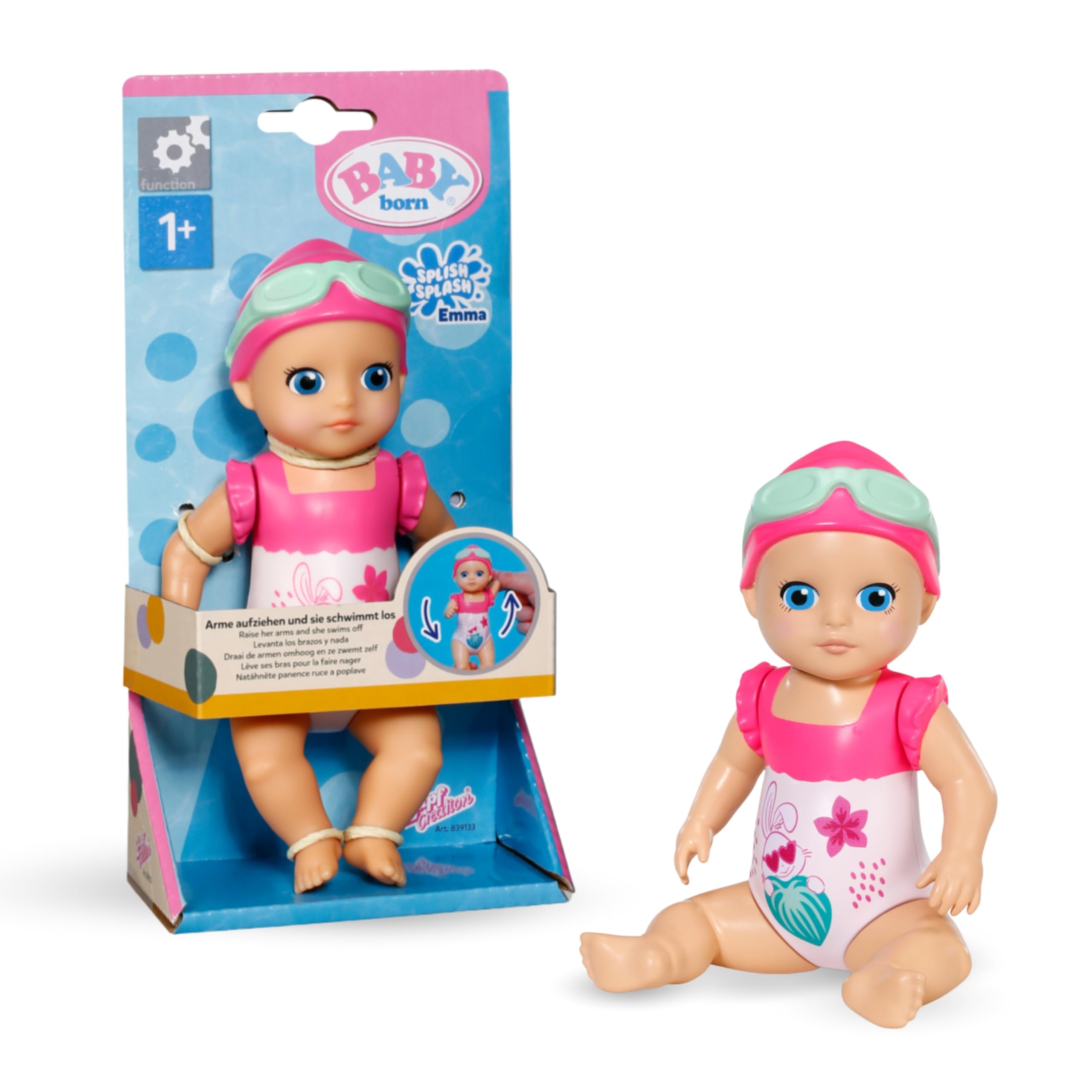 BABY born Splish Splash Emma Swimming Doll - Wind Up Mechanism | Ages 3+ | Pink